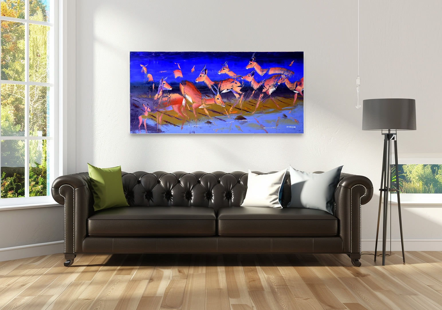 Impalas By The River 80x170cm
