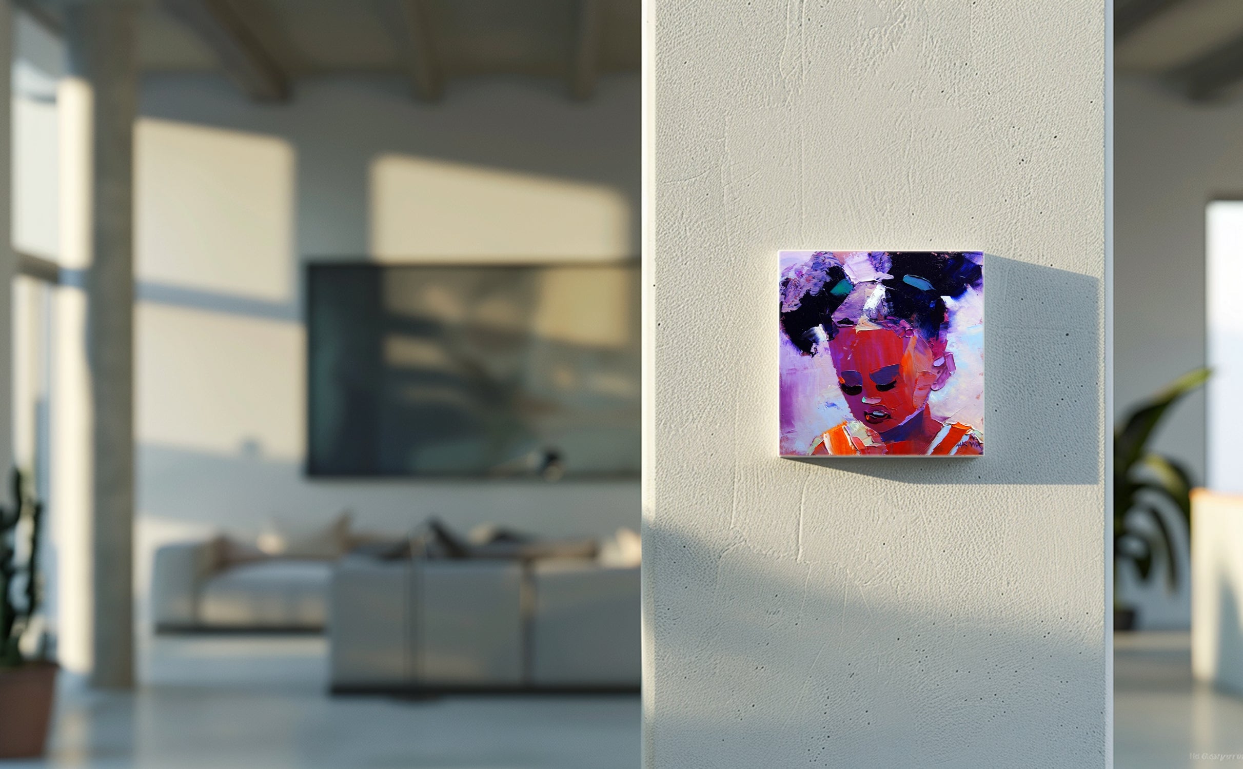 Girl with long hair 20x20cm Oil on Canvas