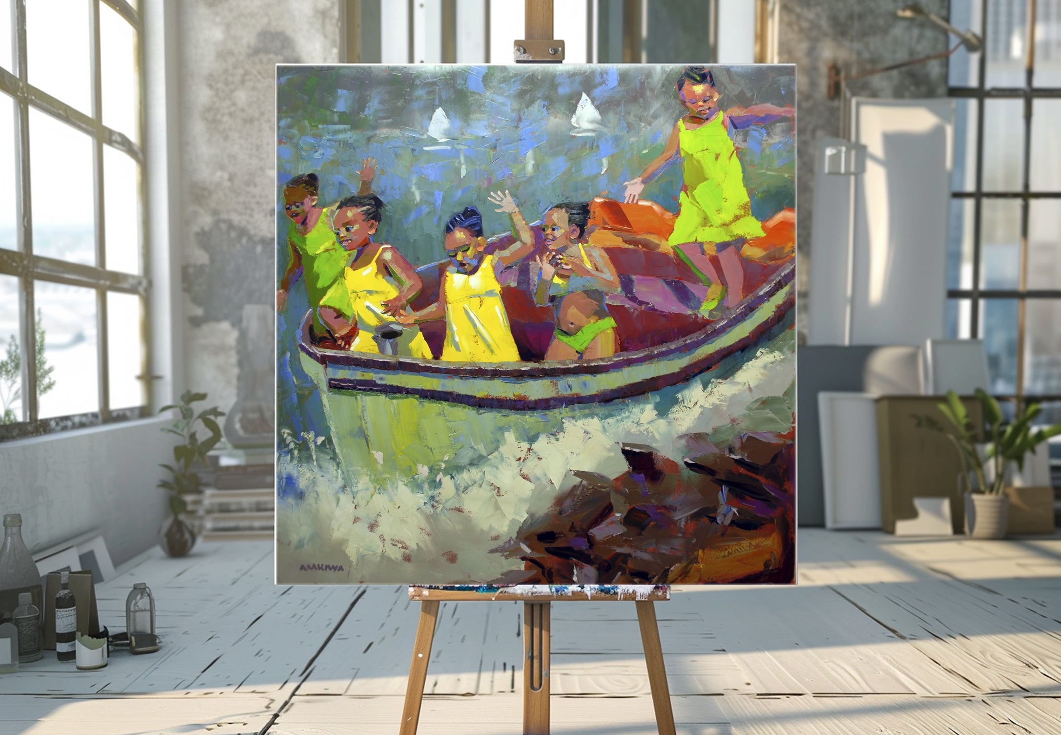 The Arrival 120x120cm Oil on Canvas