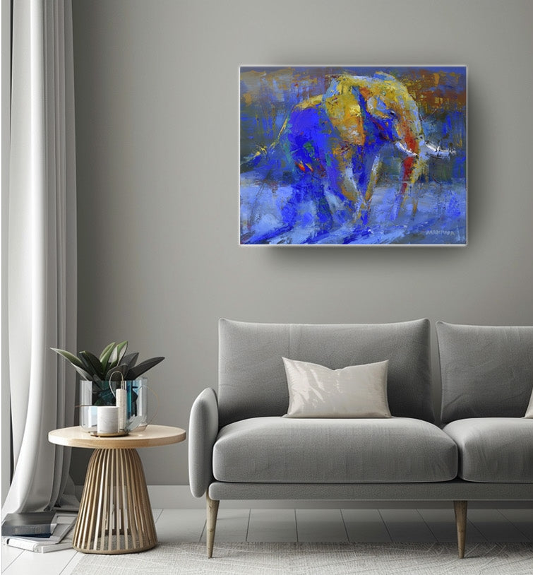 Lone Elephant 56x71cm Oil on Canvas