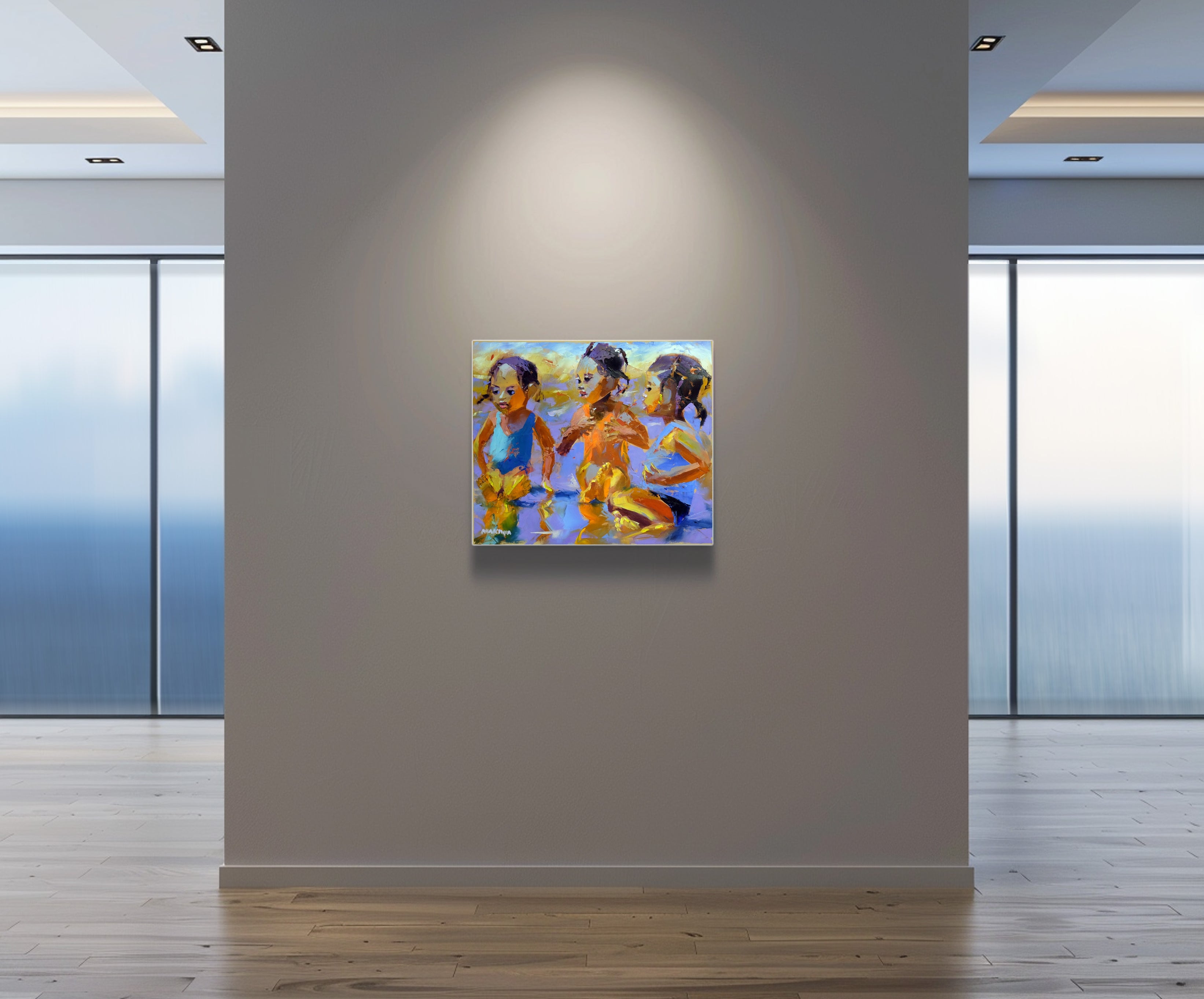 Three Little Friends 68x80cm Oil on Canvas