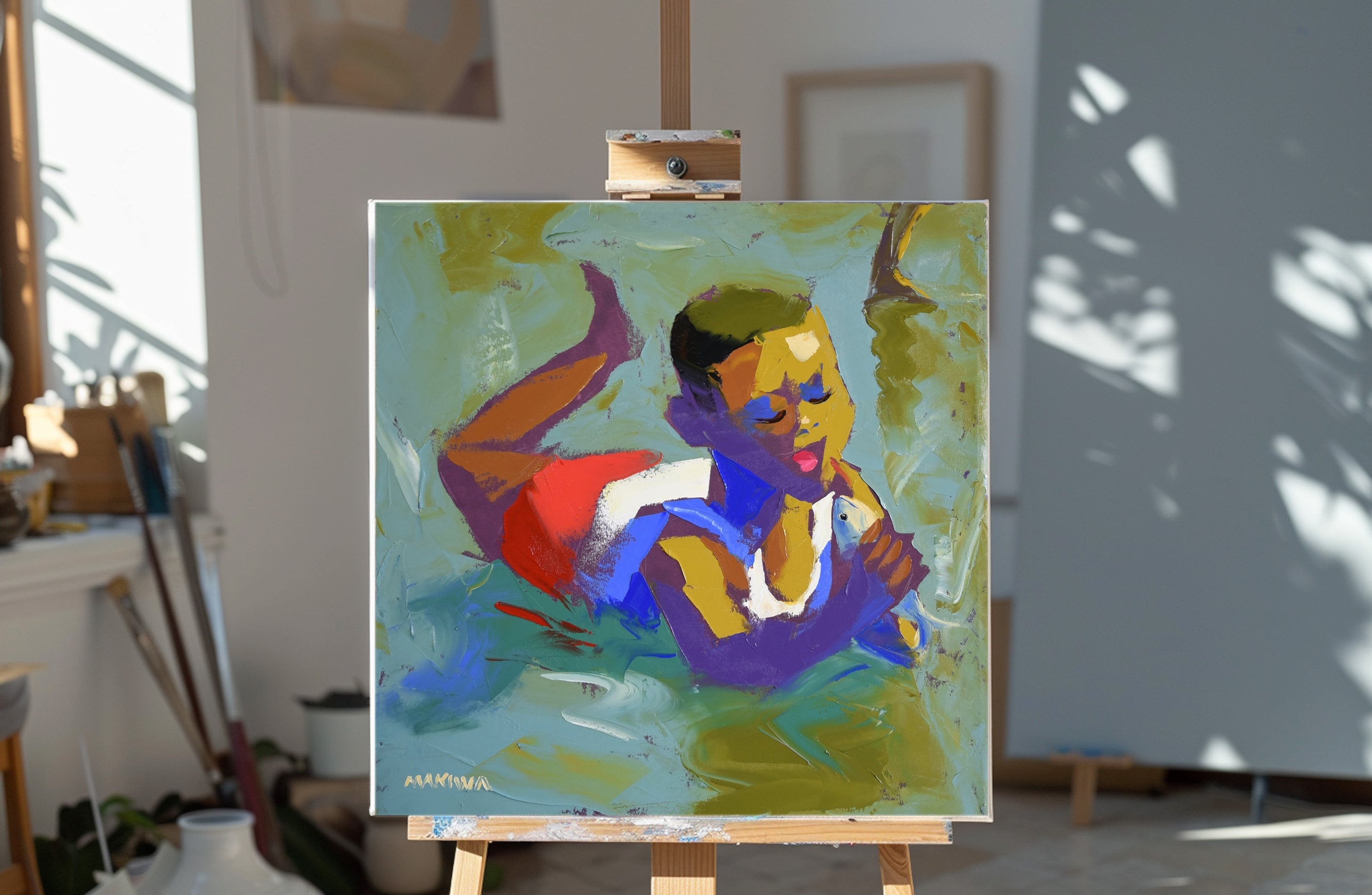 The Fish 2 55x55cm Oil on Canvas