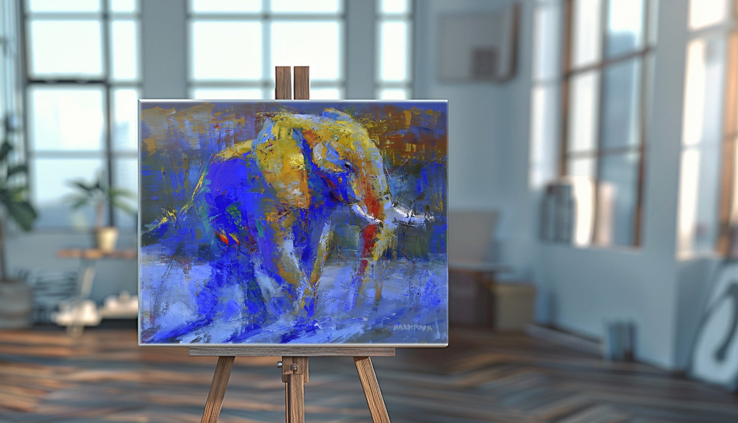 Lone Elephant 56x71cm Oil on Canvas