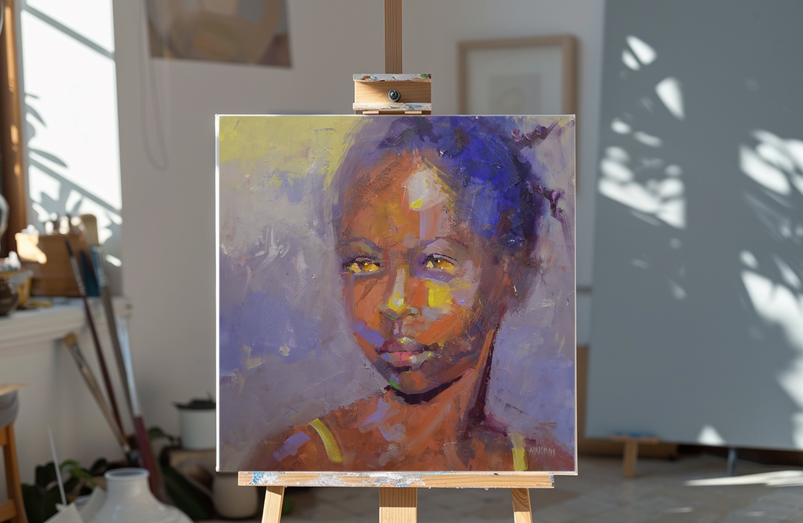 Sunset Girl 55x55cm Oil on Canvas