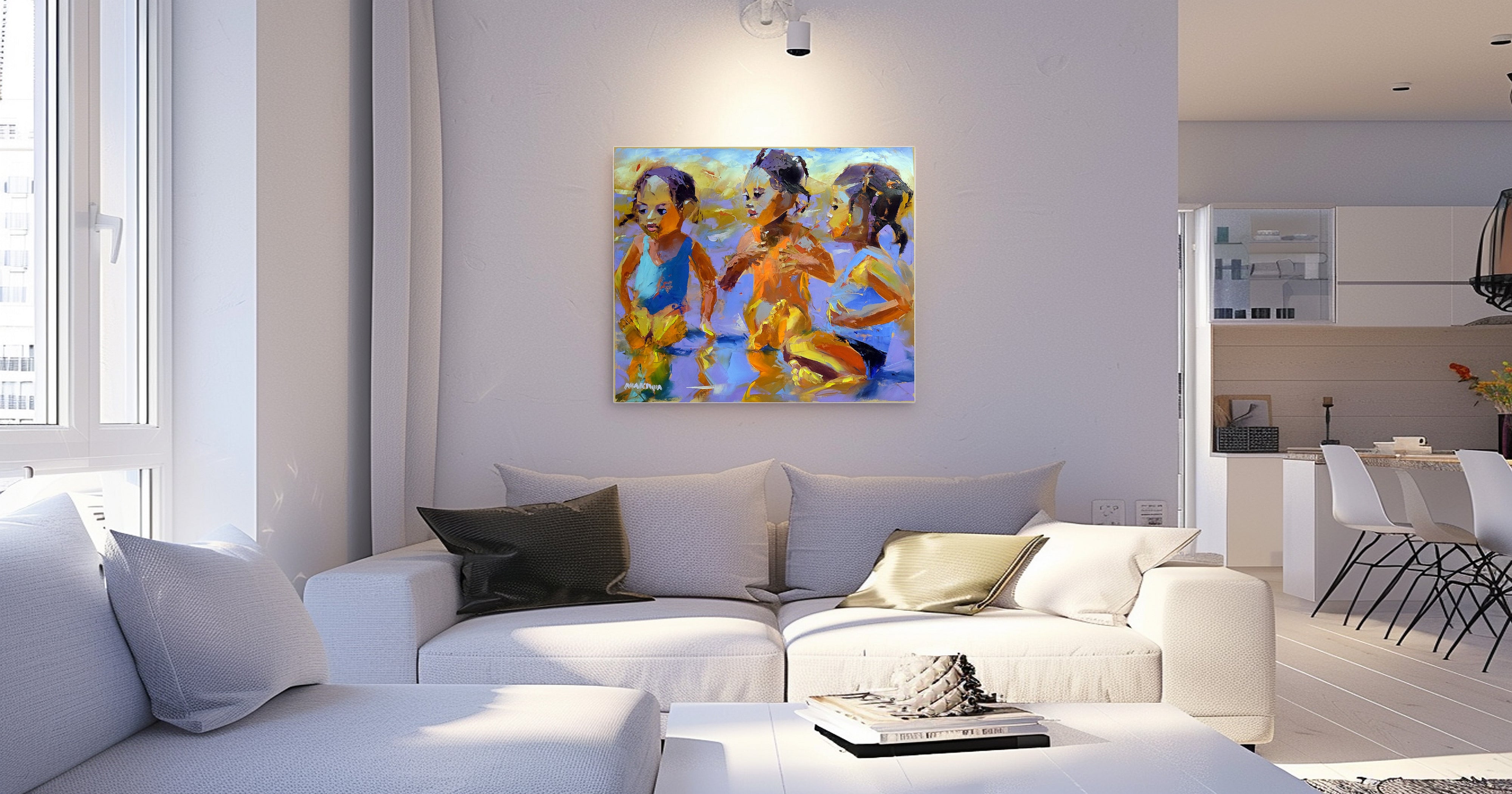 Three Little Friends 68x80cm Oil on Canvas