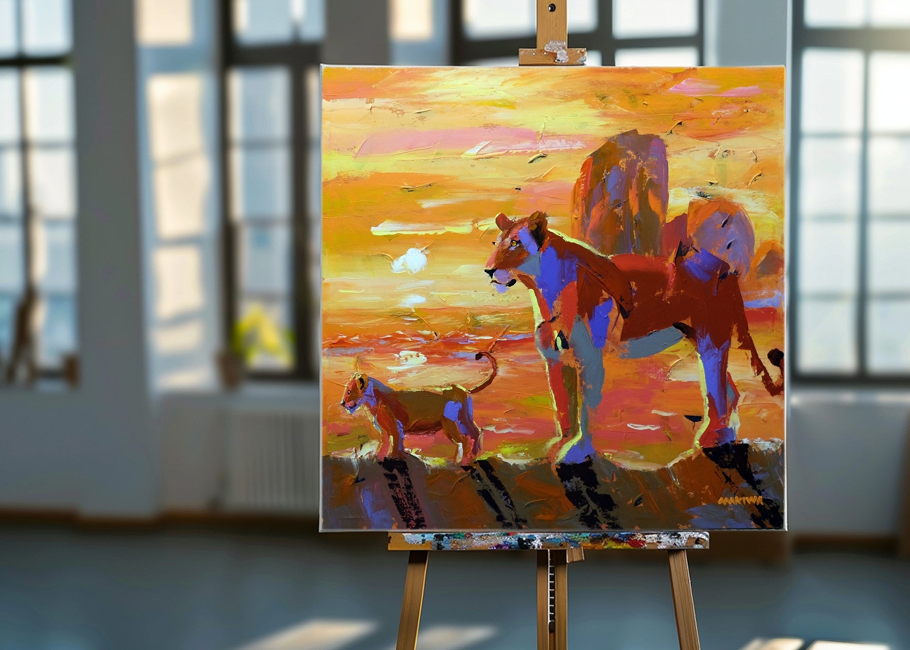 Sunset in Africa 100x100cm Acrylic on Canvas