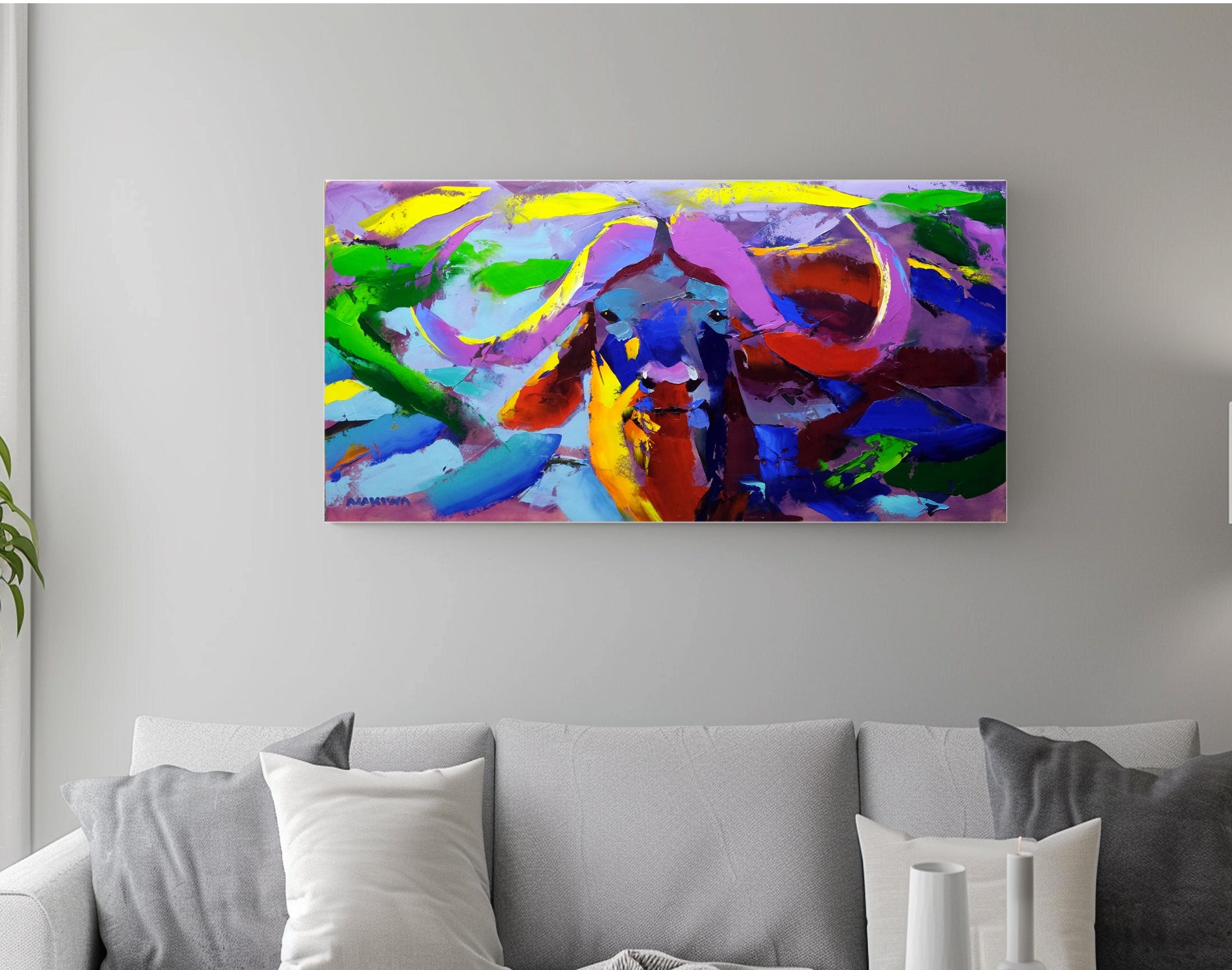 Buffalo Gaze 60x120cm Oil on Canvas