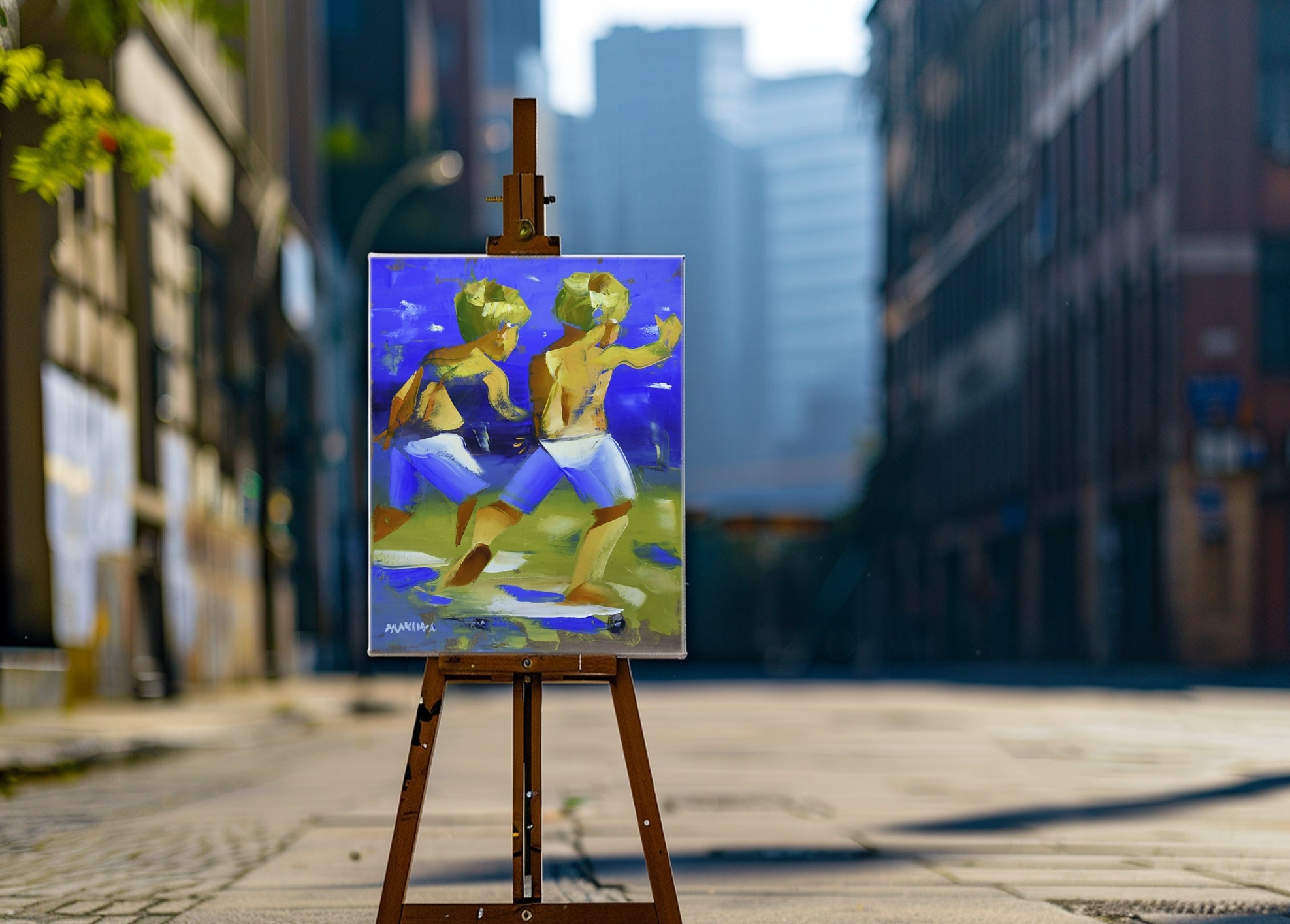 Skating Kids 71x56 cm Oil on Canvas