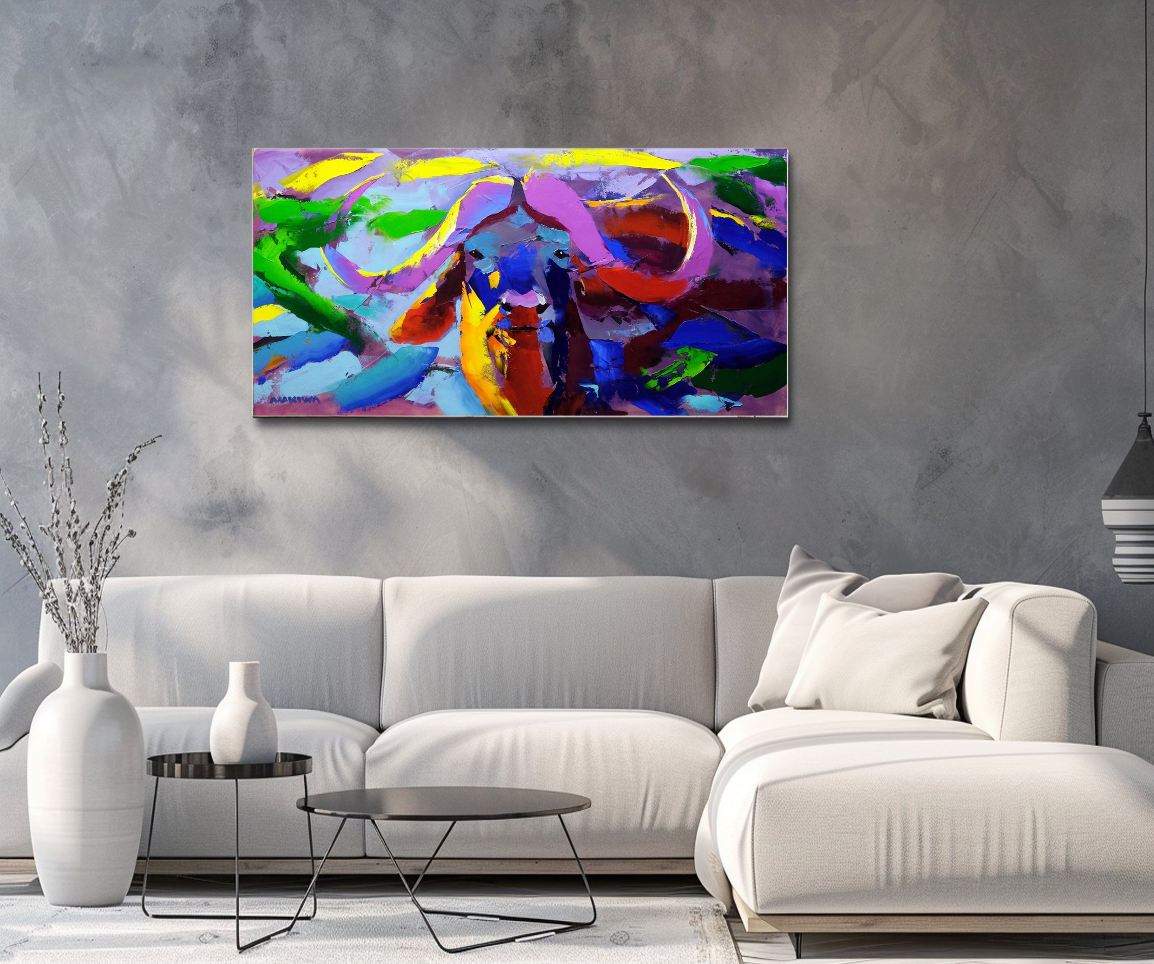 Buffalo Gaze 60x120cm Oil on Canvas