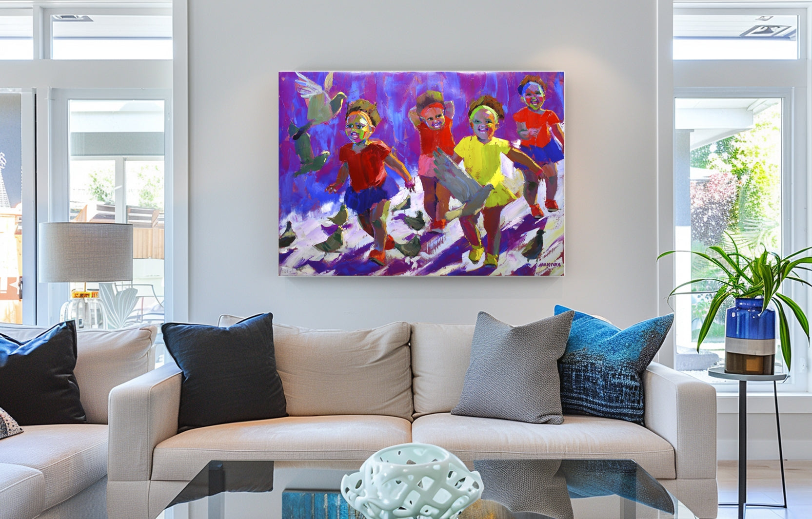 Pigeons at Dusk 100x140cm Oil on Canvas