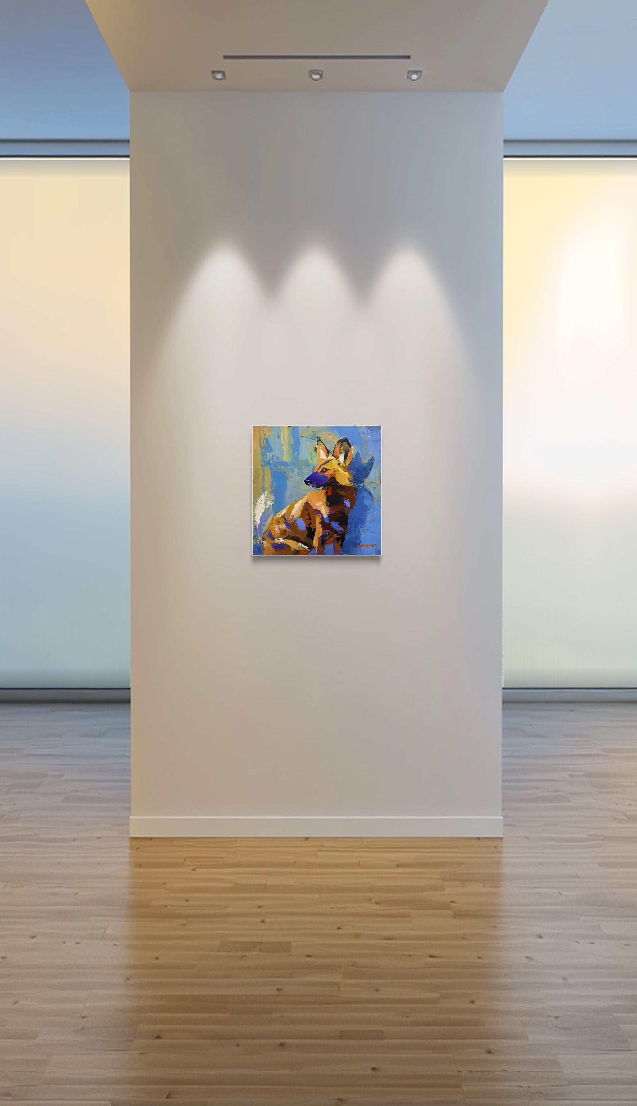 Wild Dog Moment 55x55cm Acrylic on Canvas