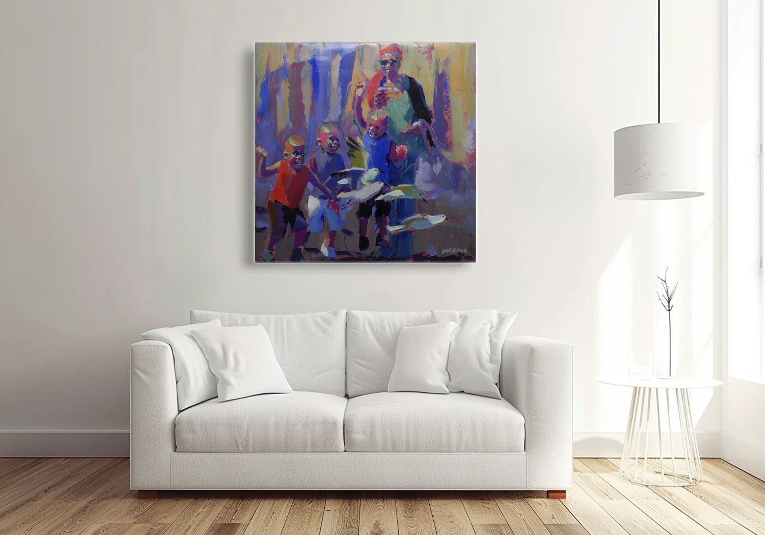 Fun with the Birds 100x100cm Oil on Canvas