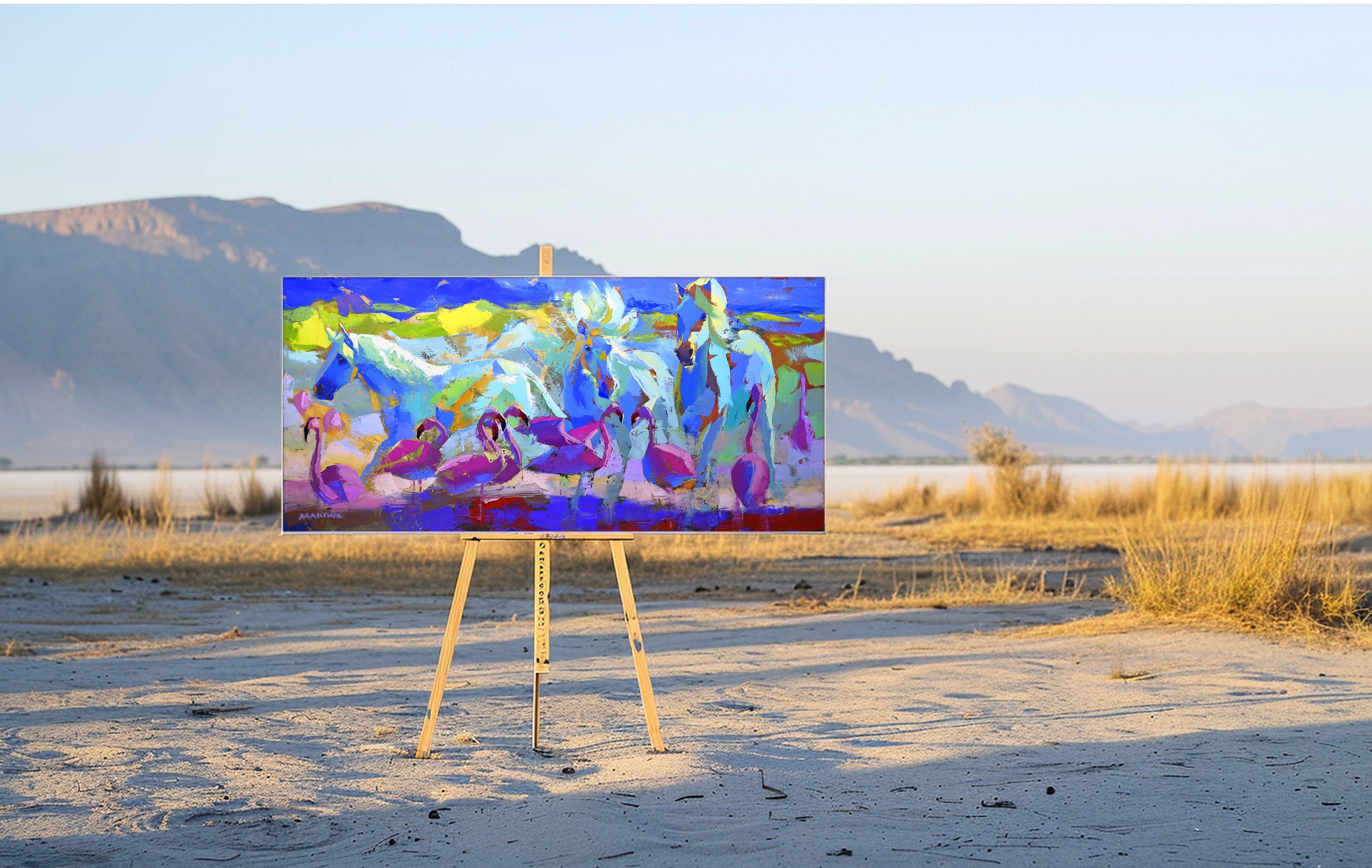 Horses and Flamingos 80x170cm