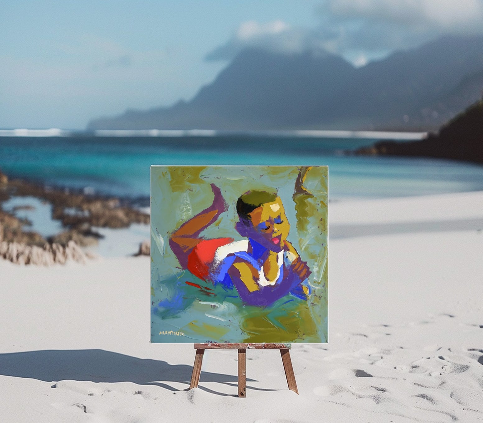 The Fish 2 55x55cm Oil on Canvas