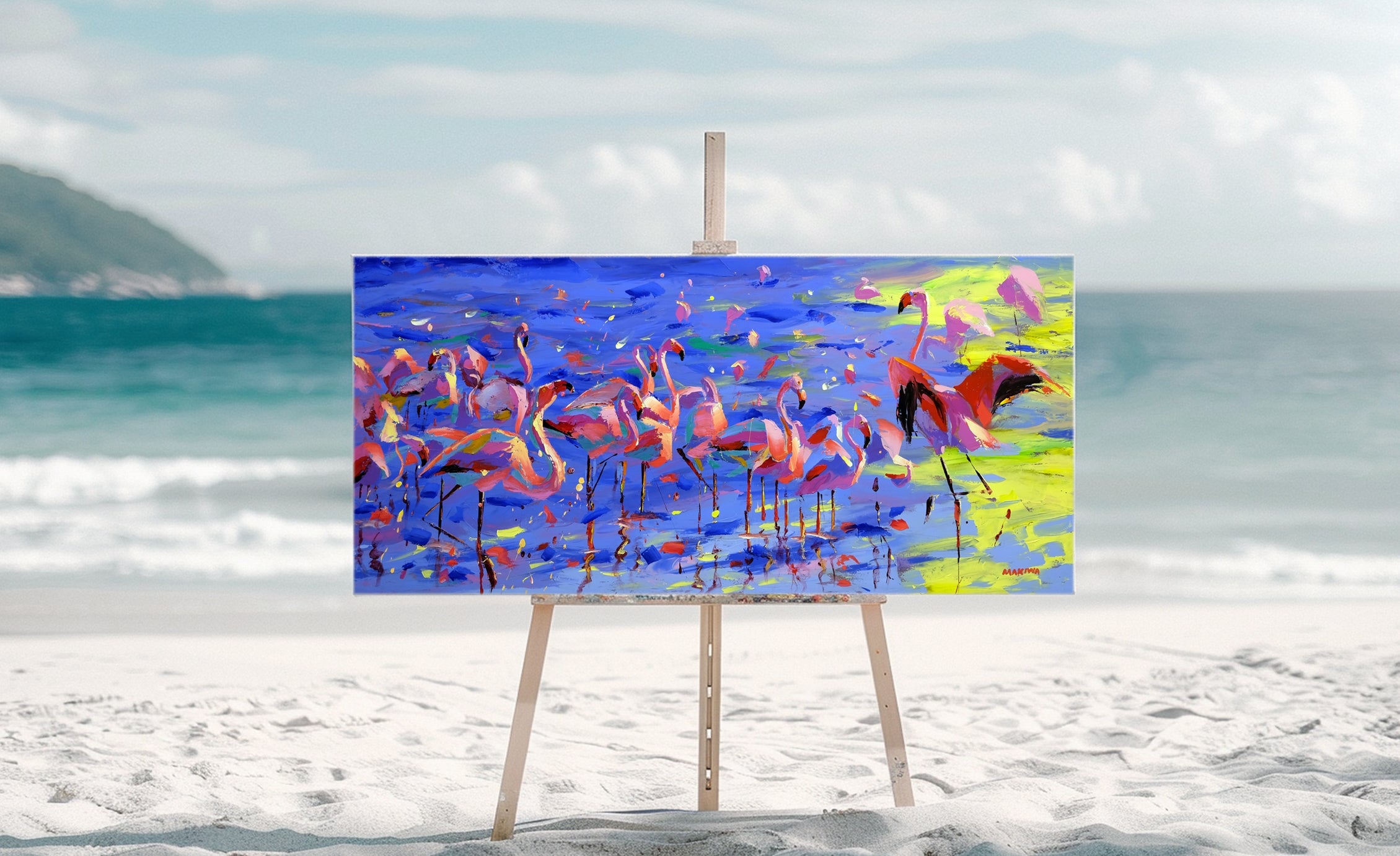 Flamingos 180x80cm Acrylic on Canvas