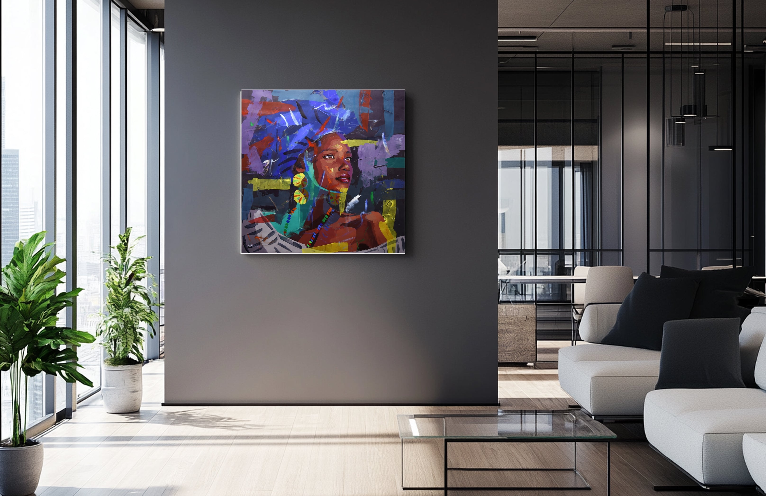 Mahlatsi - Blessed One 120x120cm Acrylic On Canvas