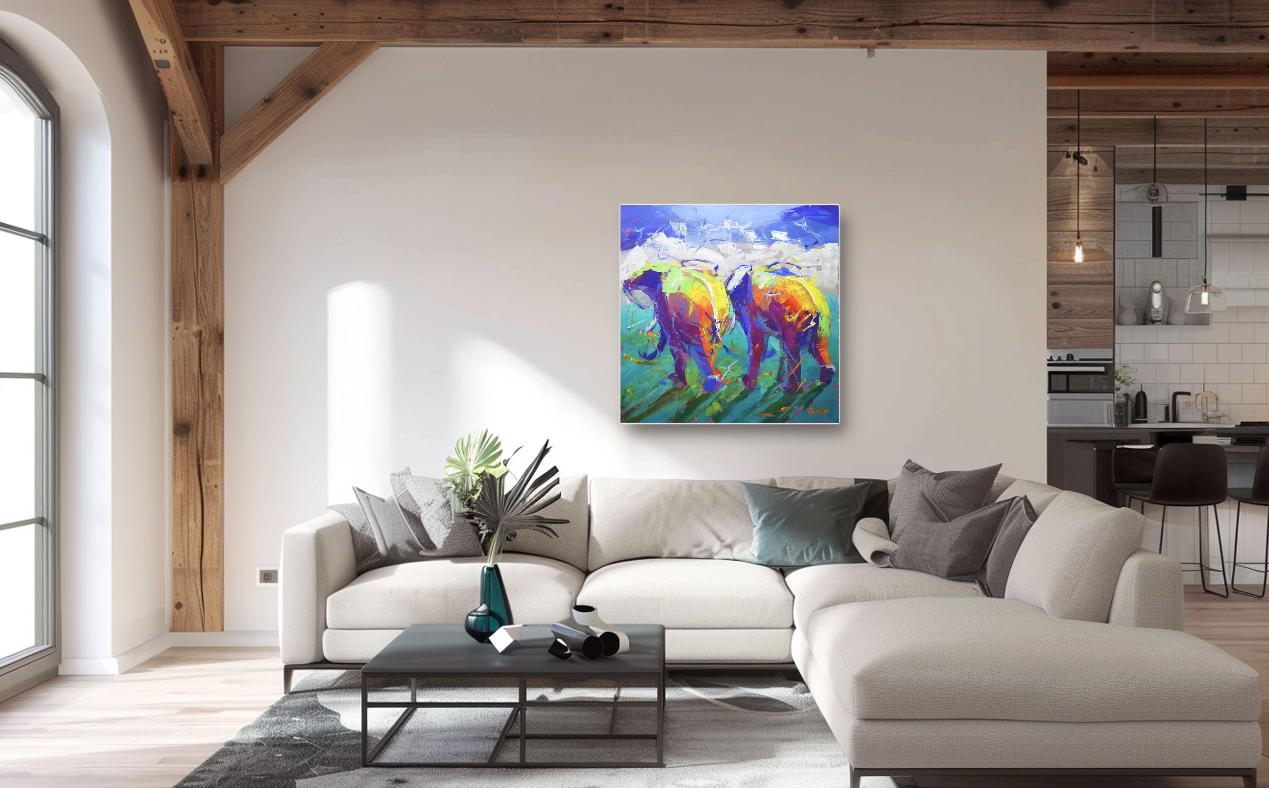 Side by Side 100x100cm Acrylic On Canvas