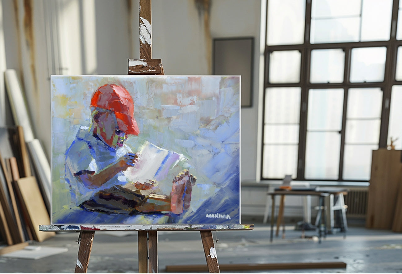 The Reading Boy 56x71cm Oil on Canvas