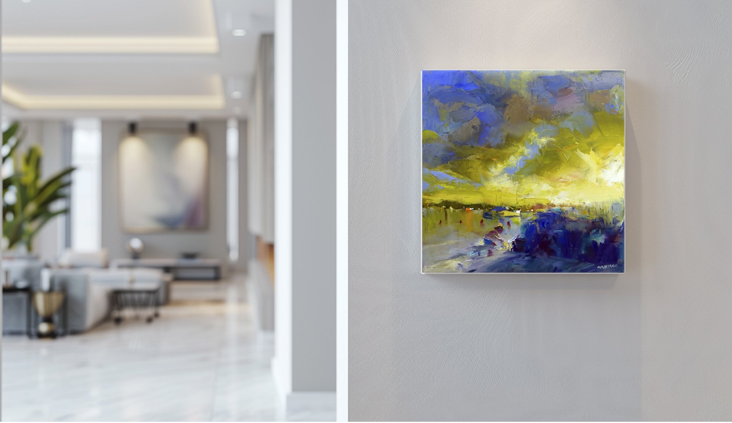 Sunset at the bay 55x55cm  Oil on Canvas