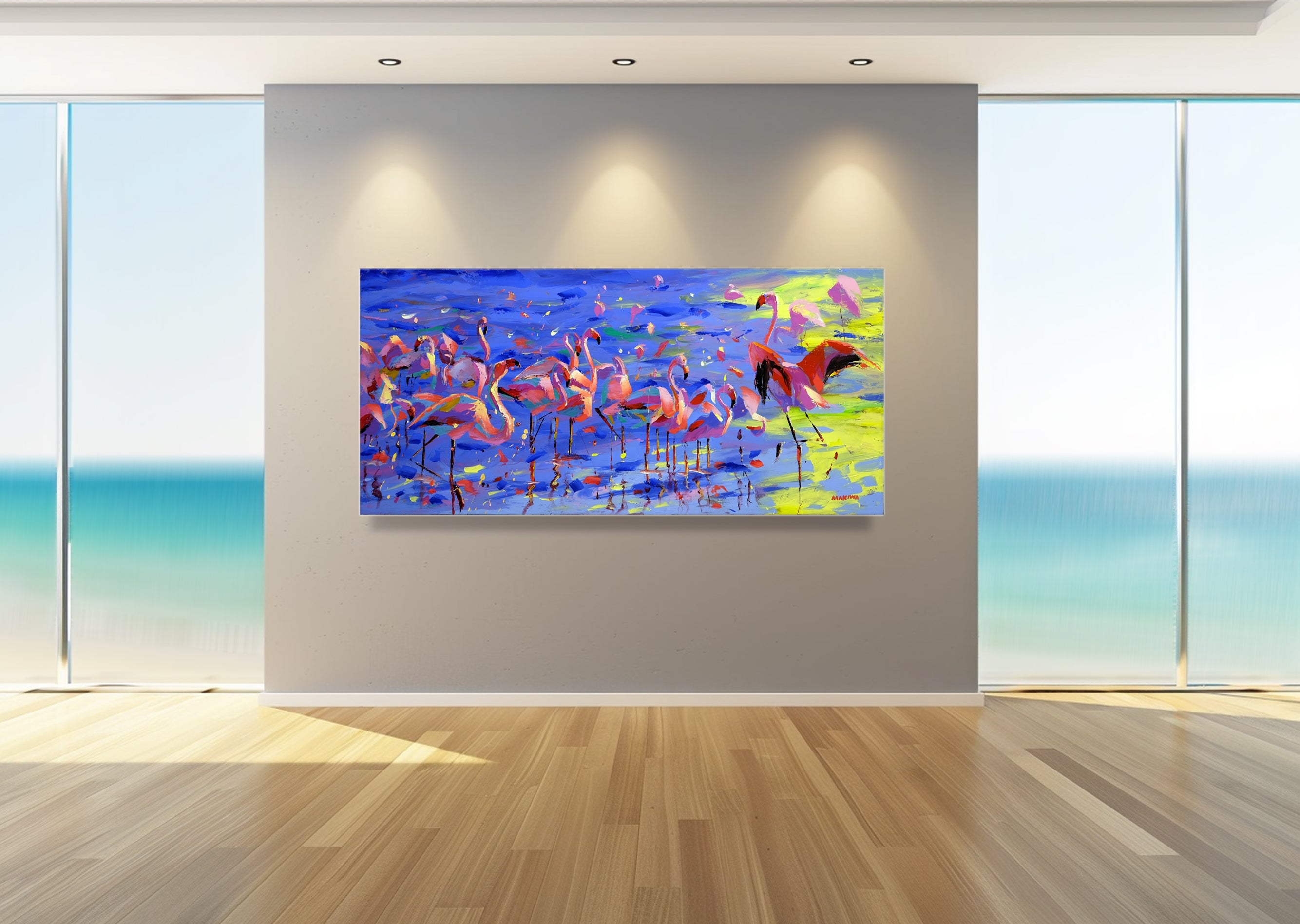 Flamingos 180x80cm Acrylic on Canvas