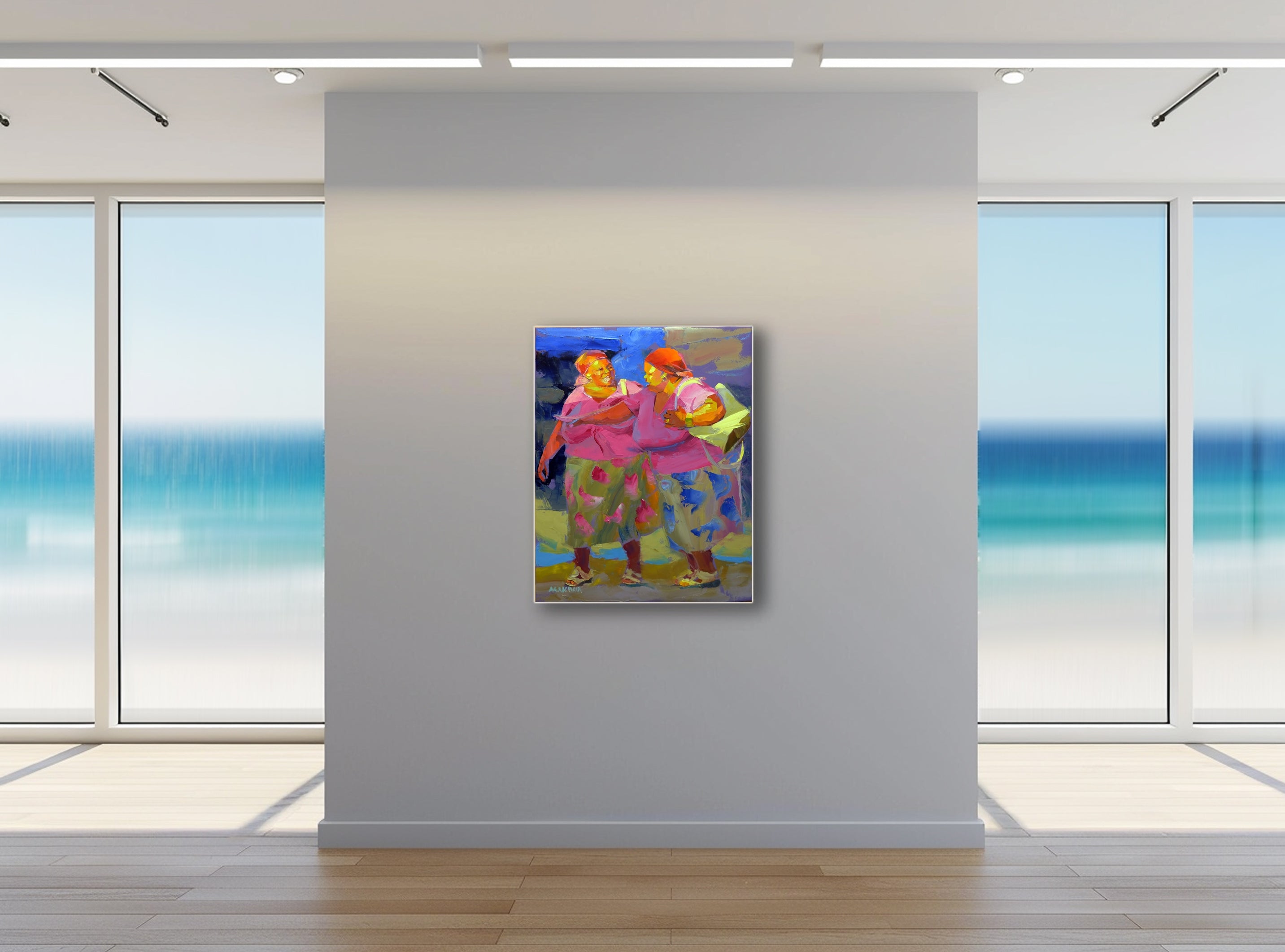 Sunset Chat 71x56cm Oil On  Canvas