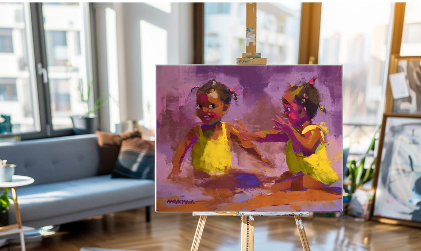 Games in the Sand 56x71cm Oil On Canvas