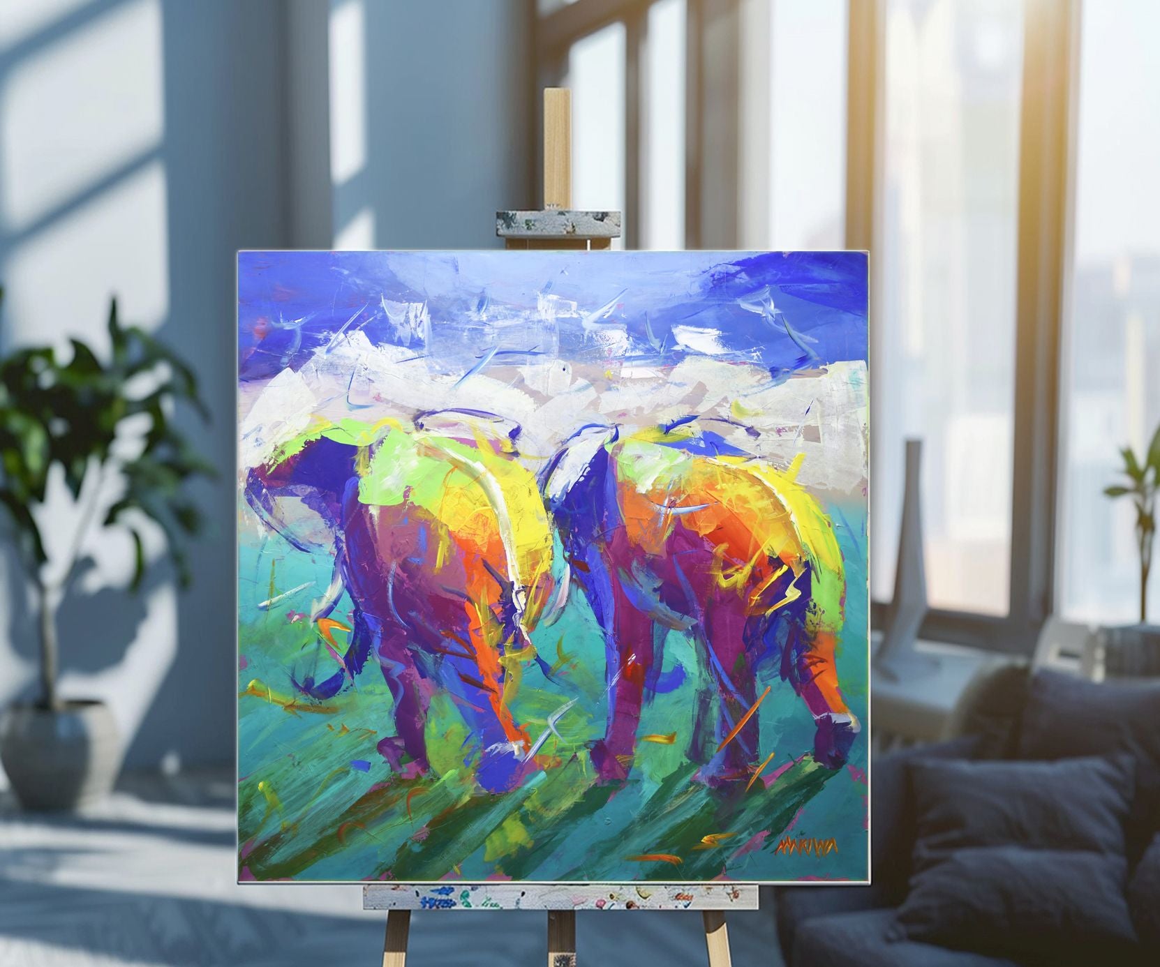 Side by Side 100x100cm Acrylic On Canvas