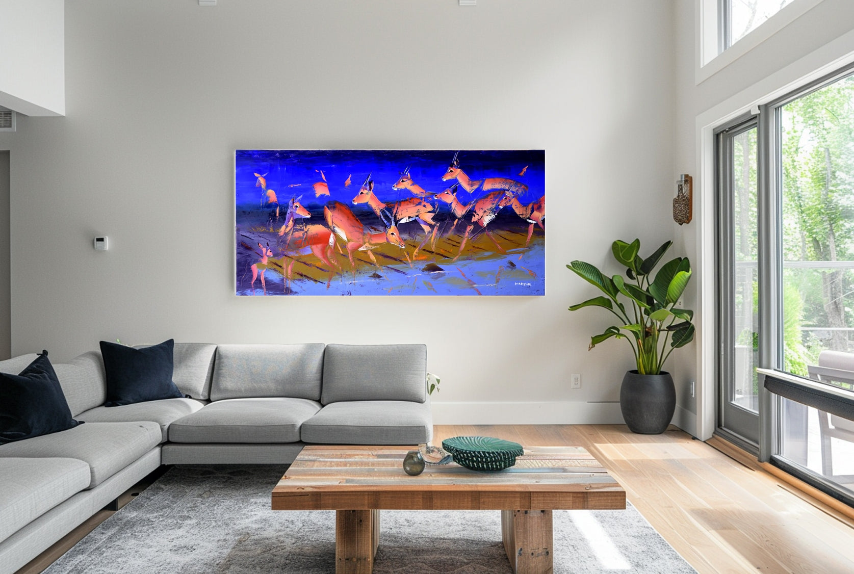 Impalas By The River 80x170cm