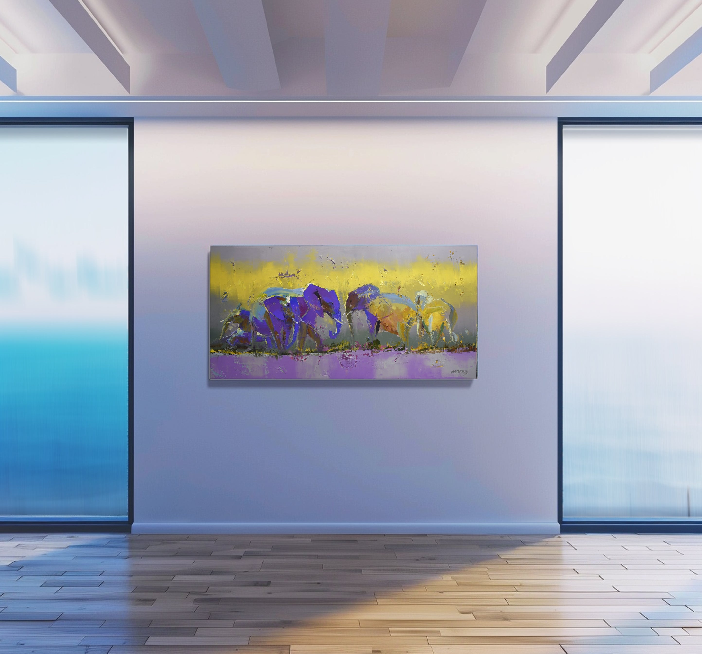 Sunset by the Lakeside 60x120cm Oil on Canvas