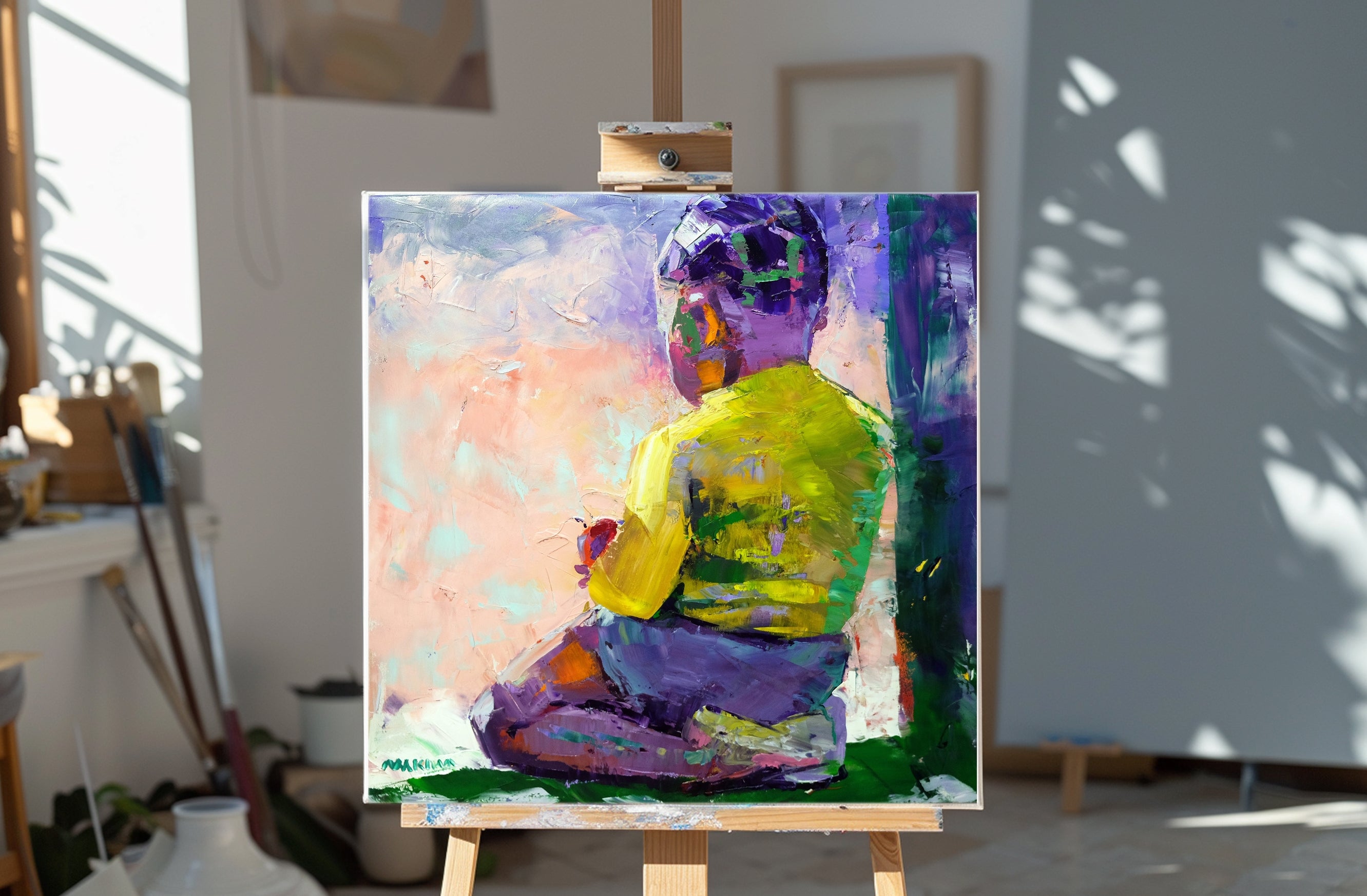 Pondering 55x55cm Oil on Canvas