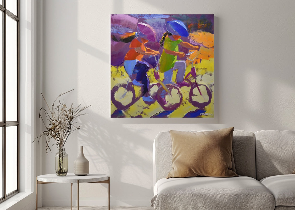 Racing Sunshine 80x80cm Oil on Canvas