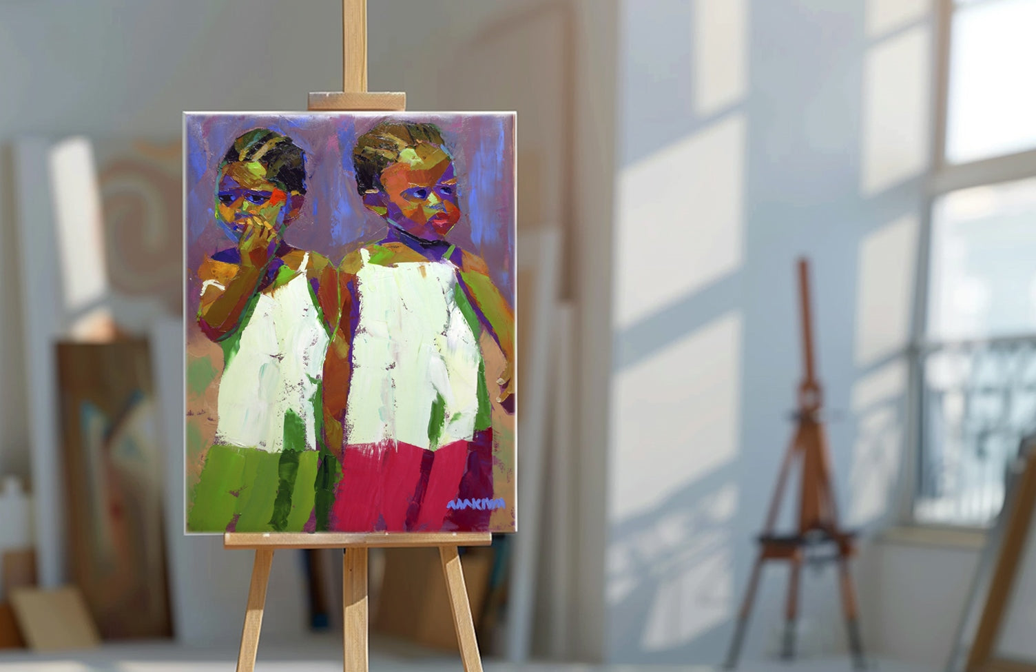 Sisters 71x56cm Oil on Canvas