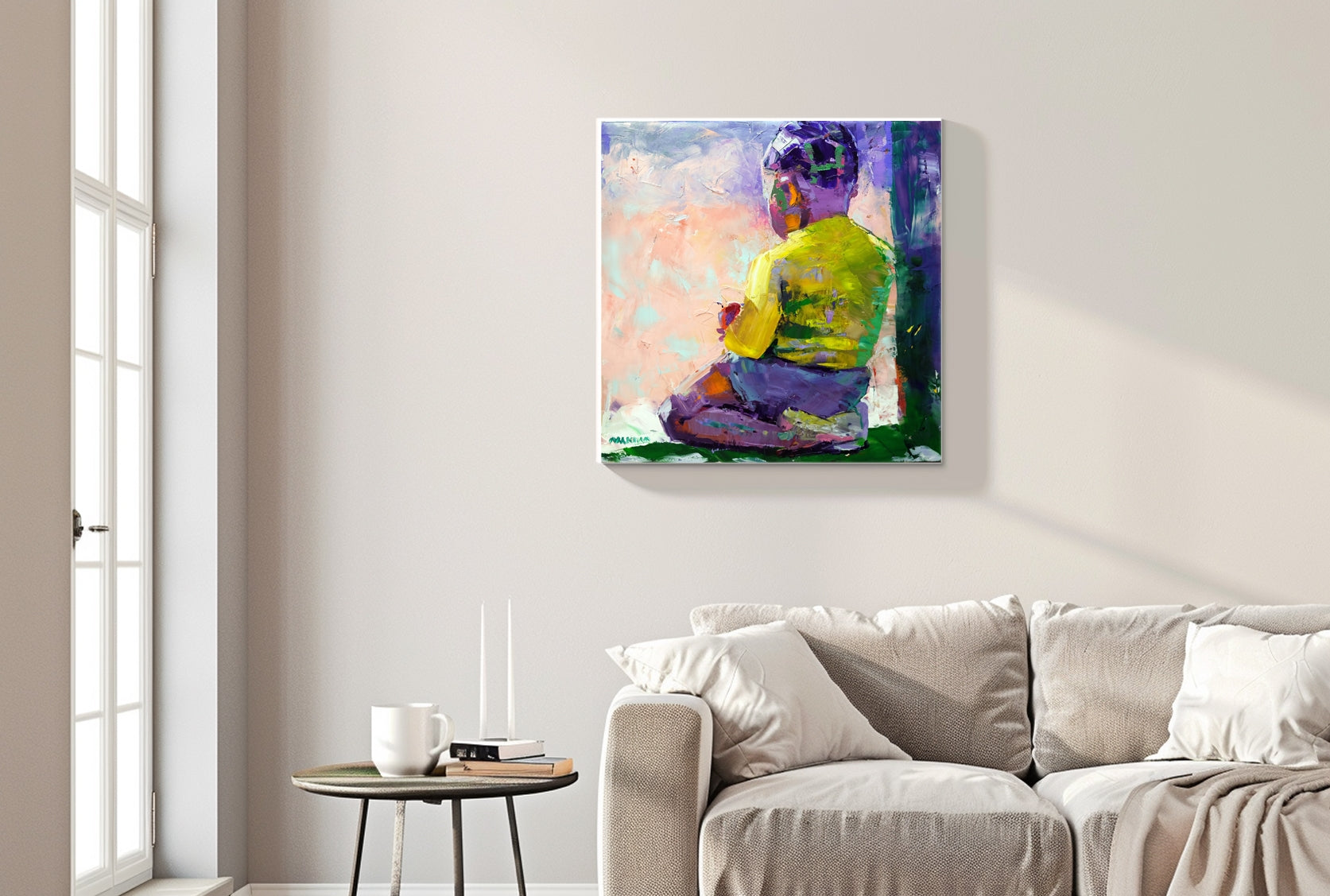 Pondering 55x55cm Oil on Canvas