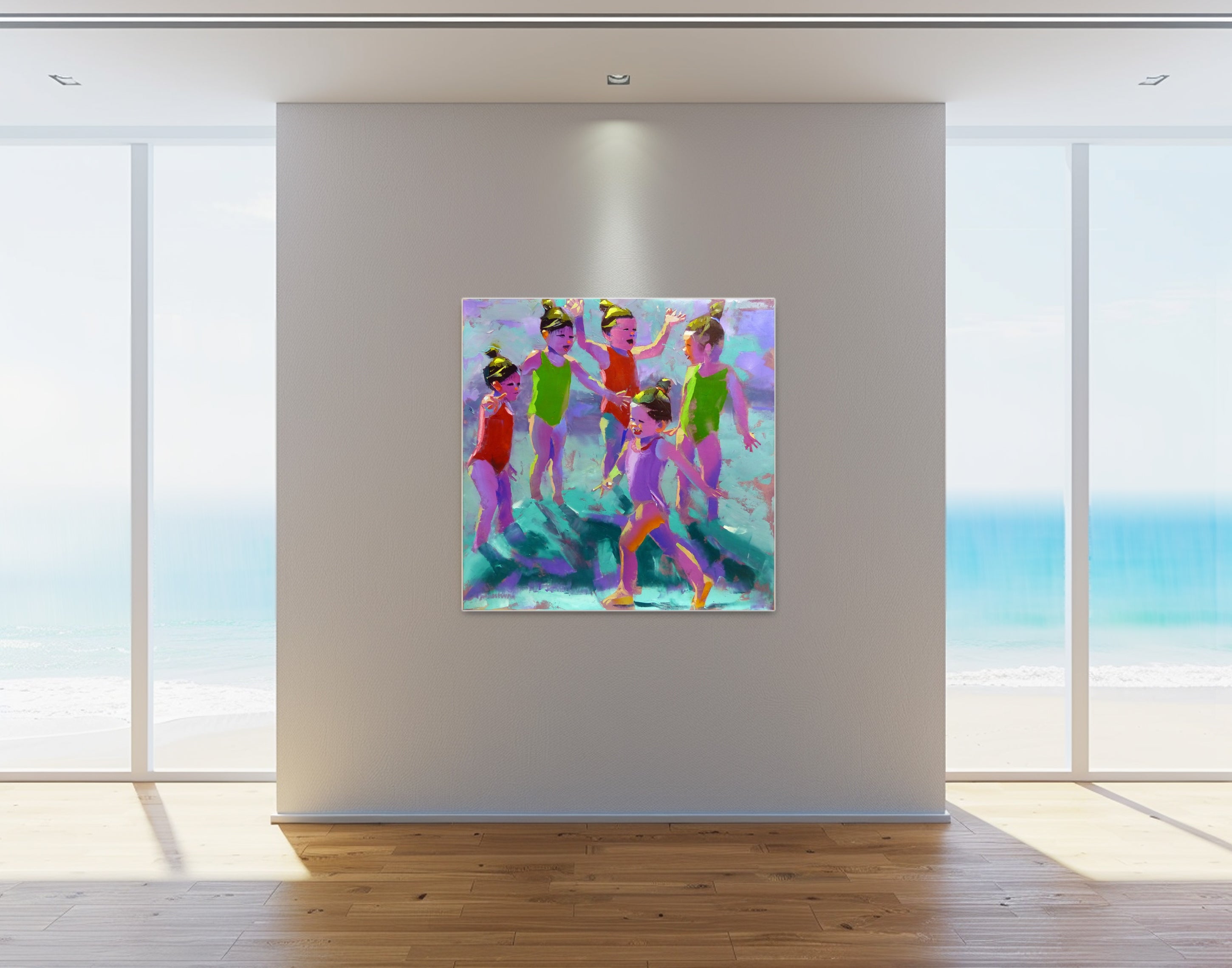 Seaside Games 100x100cm Oil on Canvas