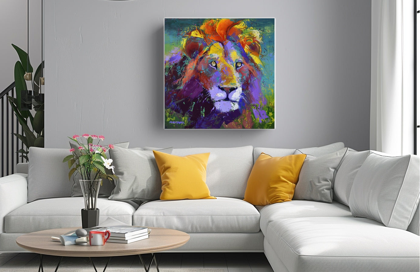 Portrait of a Lion 80x80cm Oil on Canvas
