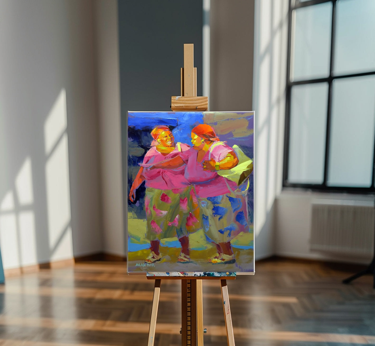 Sunset Chat 71x56cm Oil On  Canvas