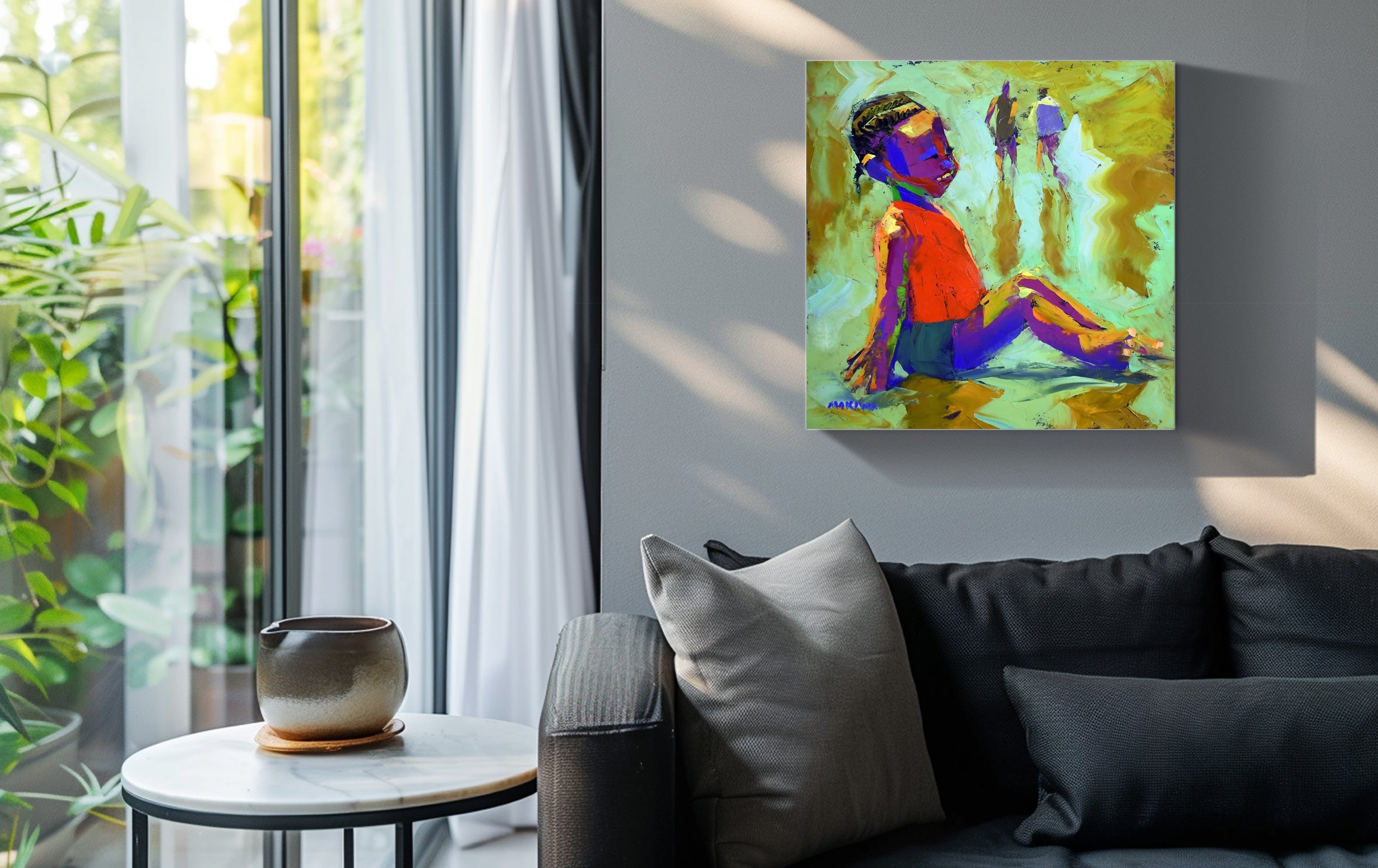 Sunset Kid 55x55cm Oil on Canvas