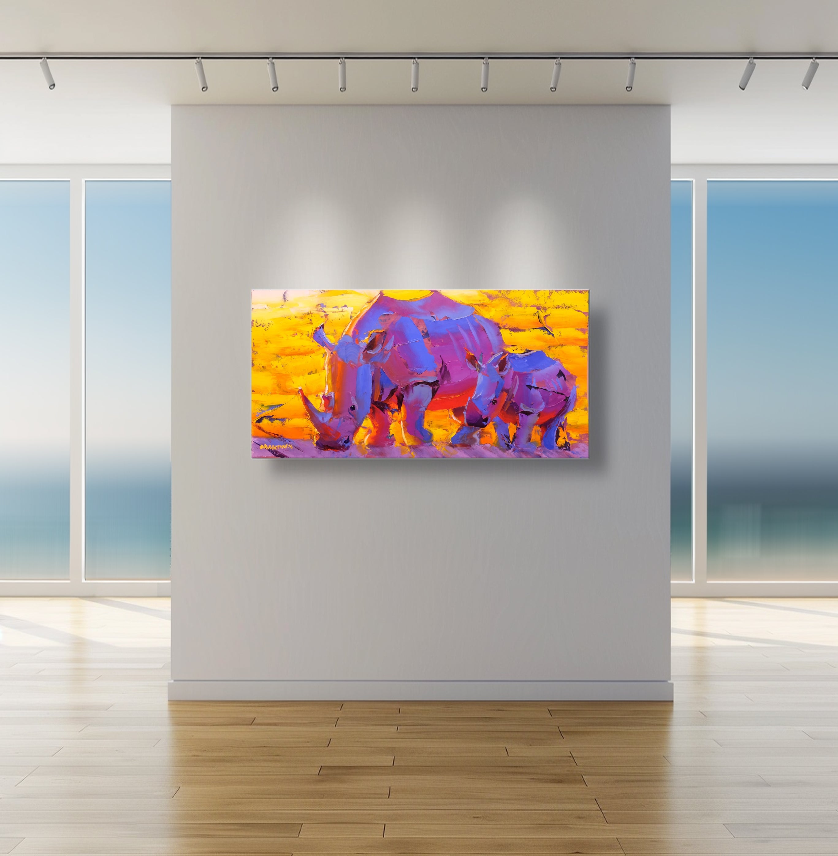 Sunset With Mum 60x120 Oil on Canvas