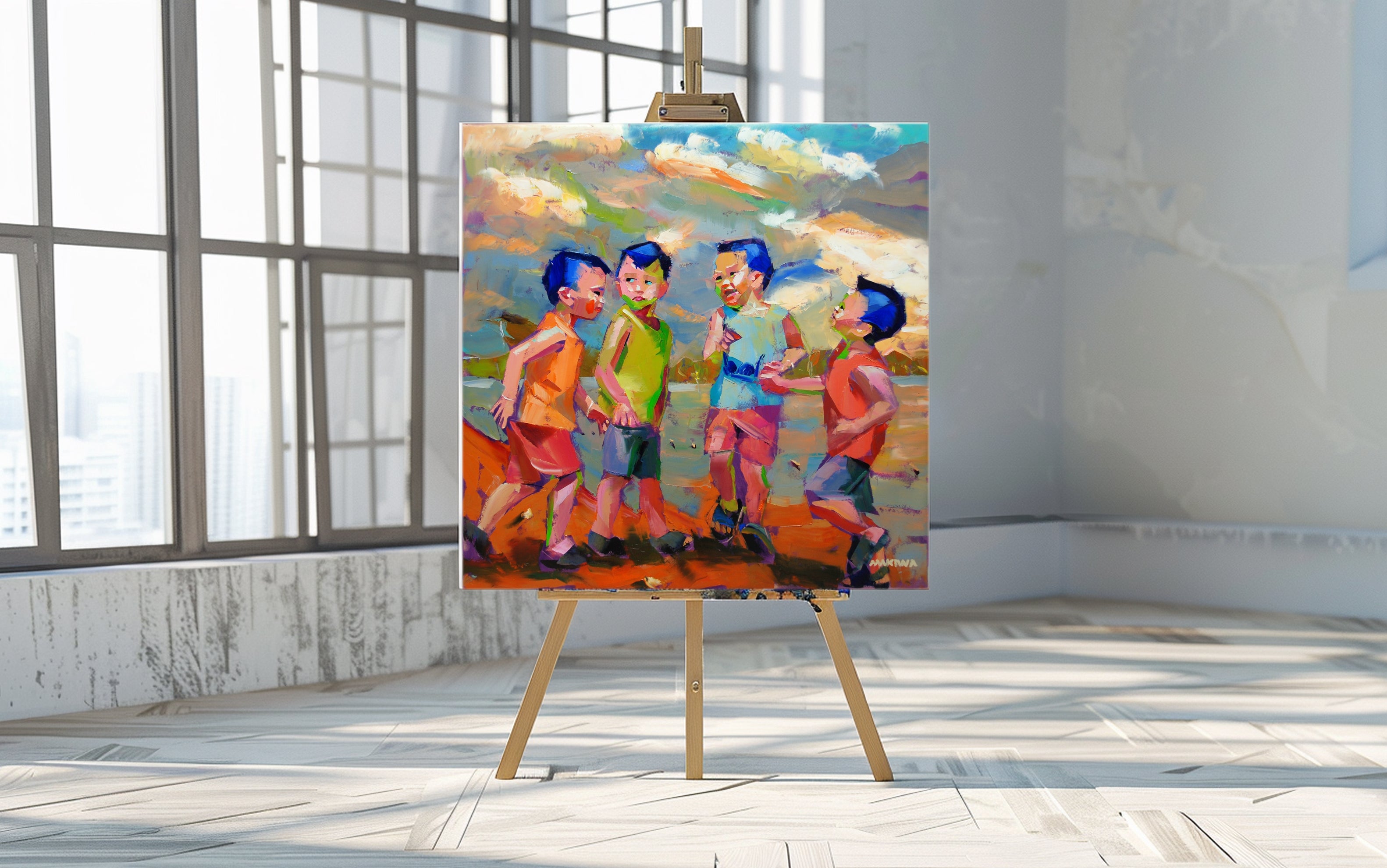 The Boys 120x120cm Oil on Canvas