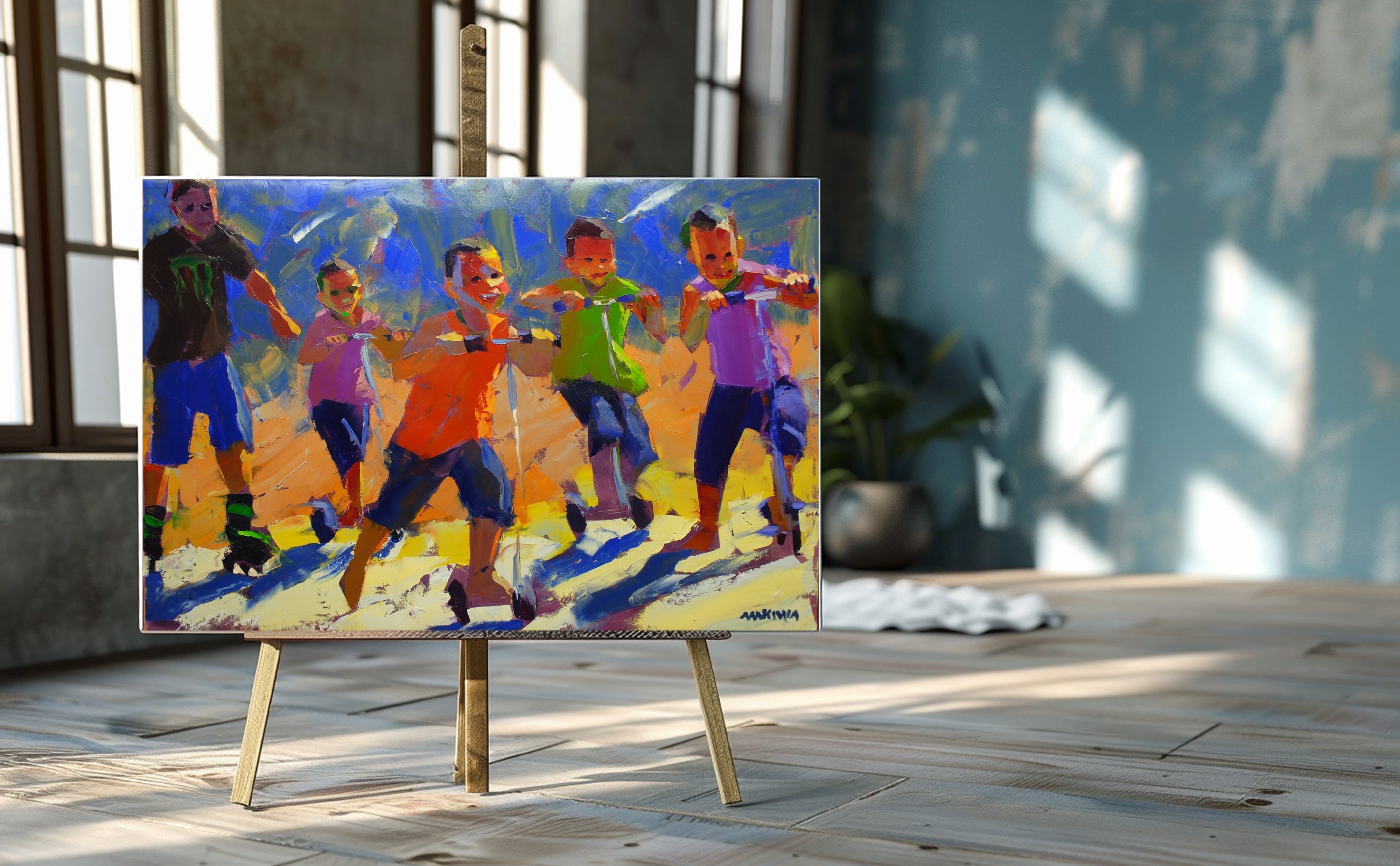 The Scooter Boys 80x120cm Oil on Canvas