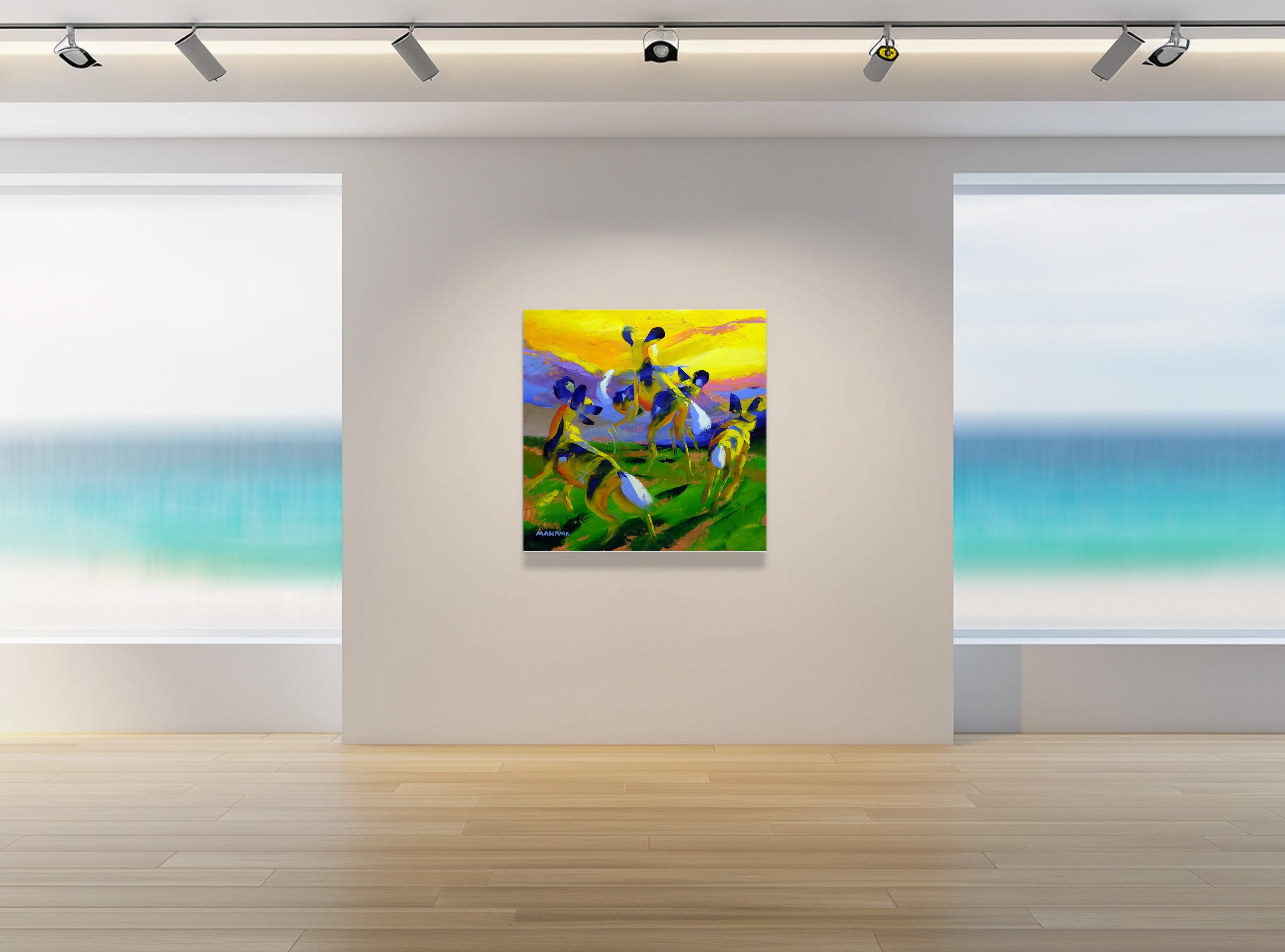 Playful Dogs 100x100cm Oil on Canvas