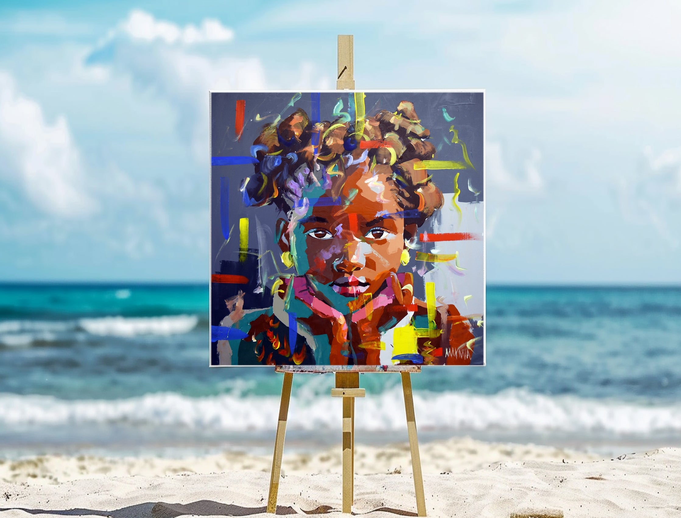 Pondering Child 100x100cm Acrylic on Canvas