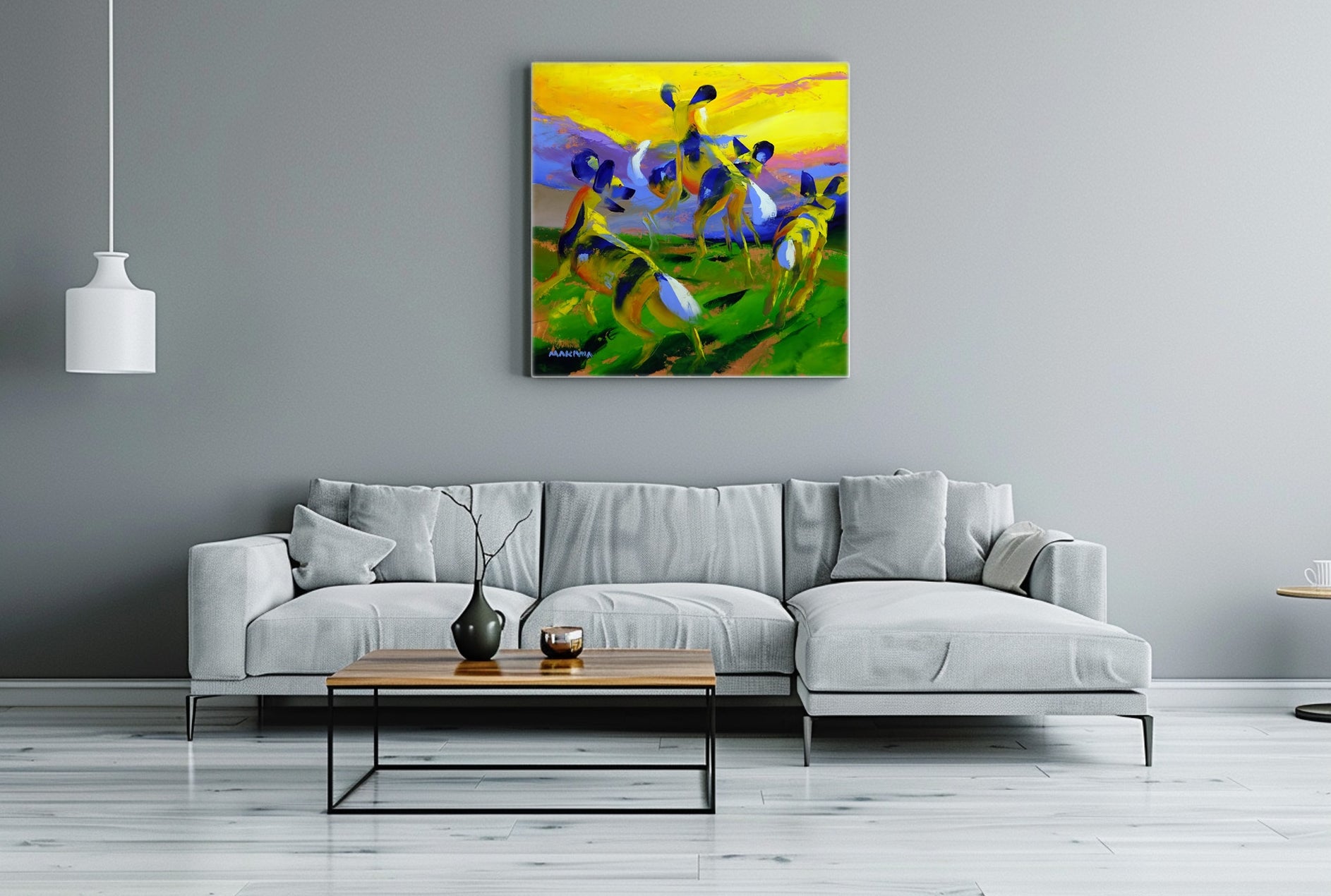 Playful Dogs 100x100cm Oil on Canvas
