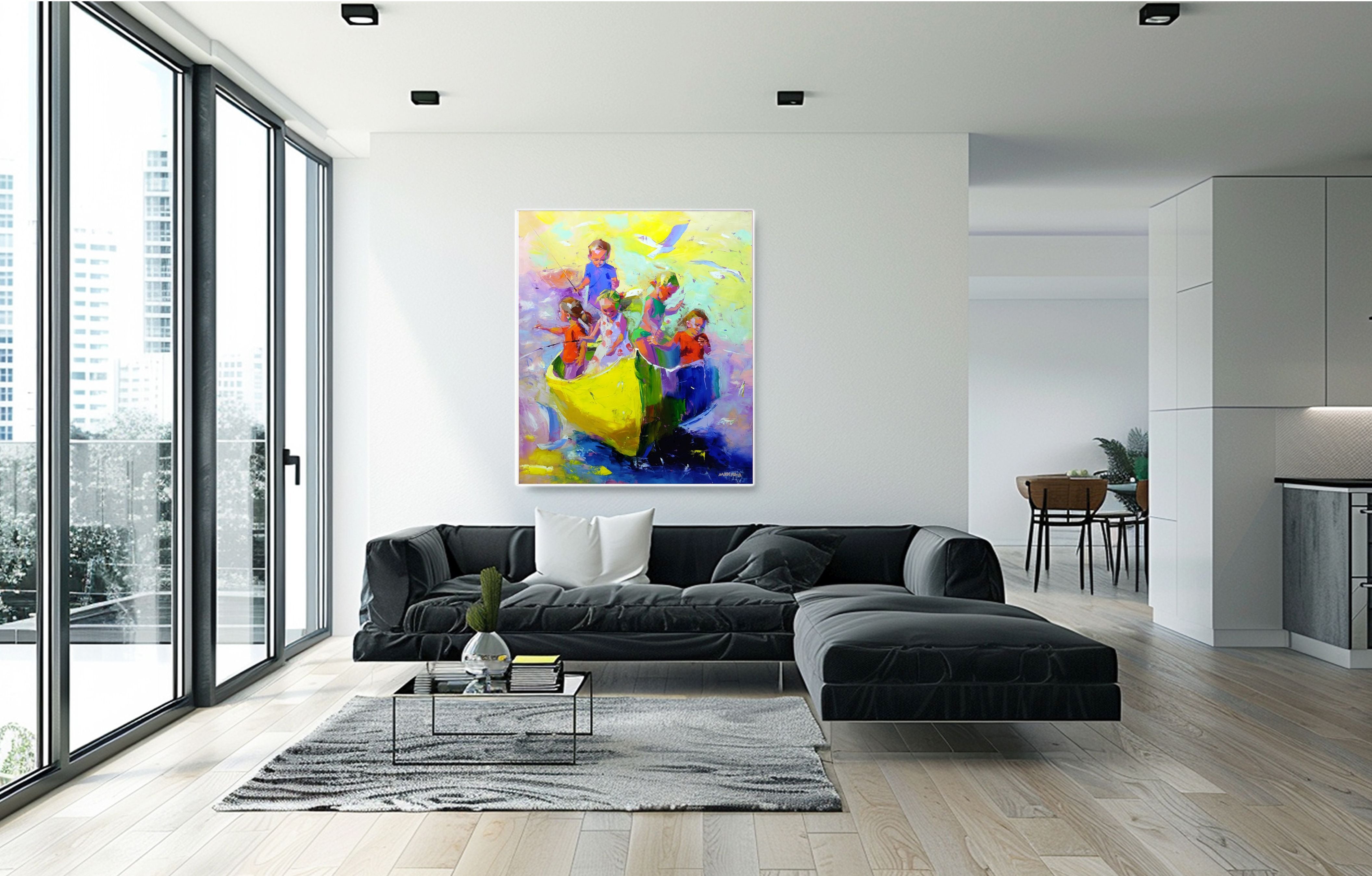 The Girls' Boat 140x120cm Oil On Canvas