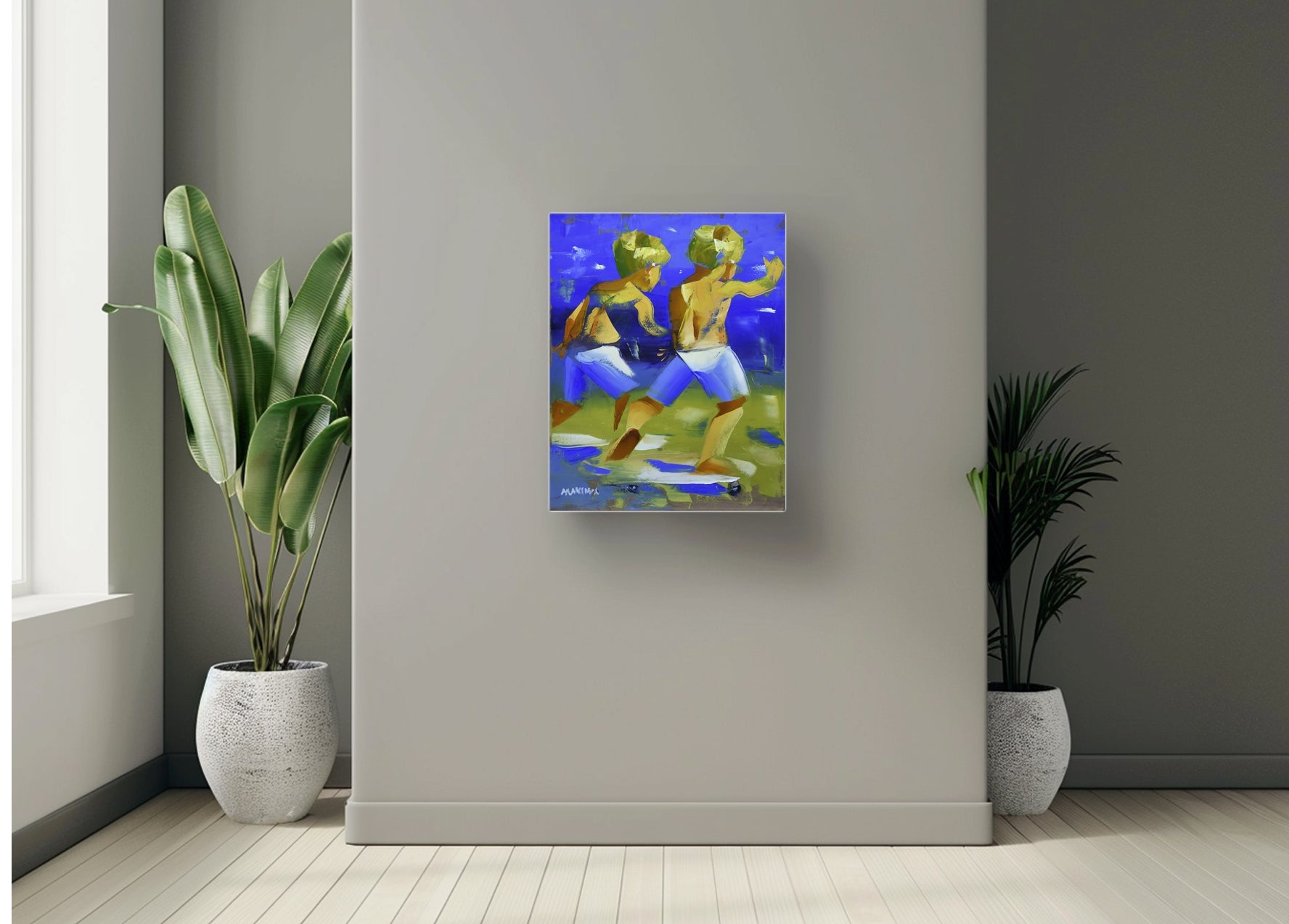 Skating Kids 71x56 cm Oil on Canvas