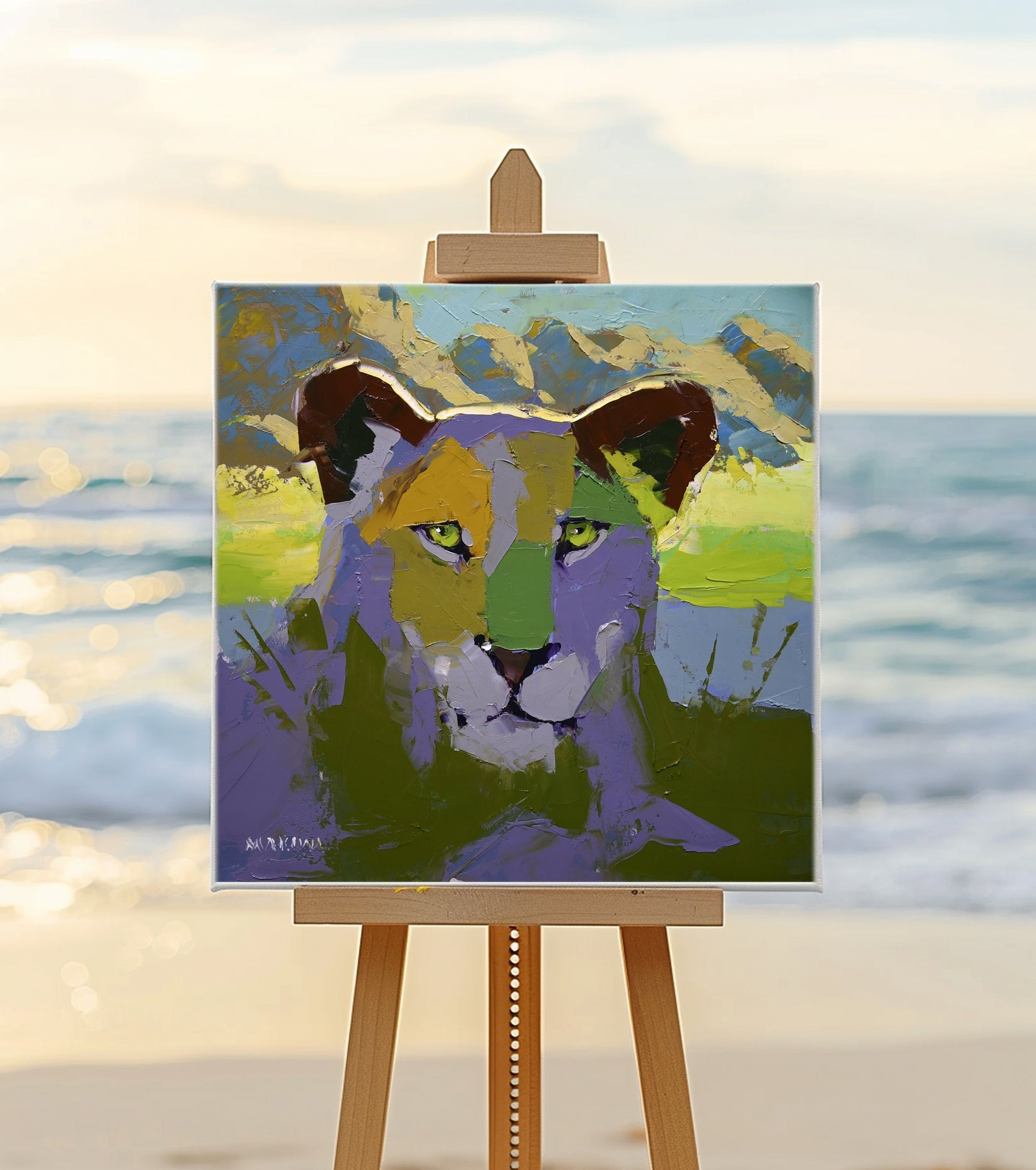 Portrait of a Lion 40x40cm Oil on Canvas