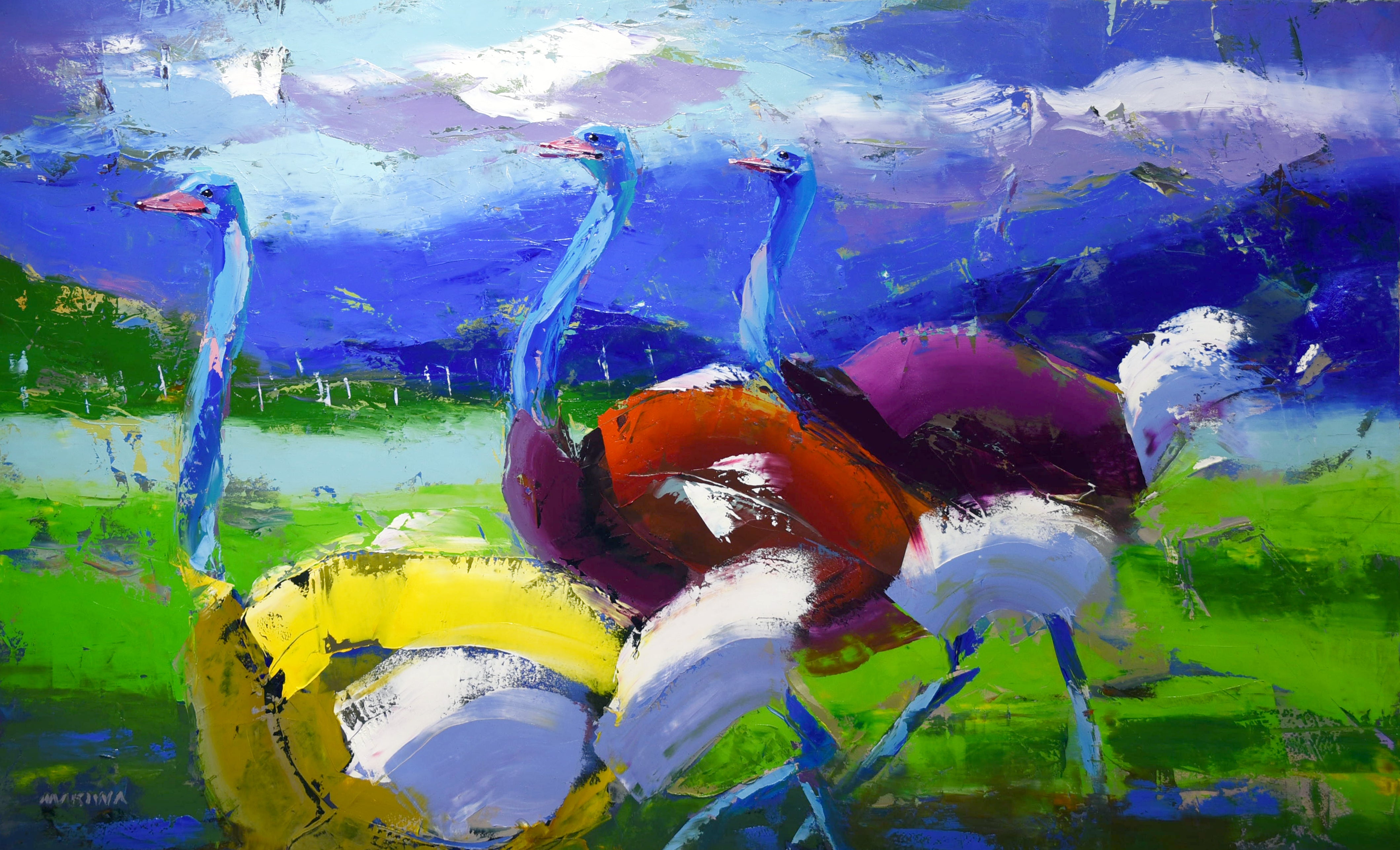 Painted Strides 85x140cm Oil On Canvas