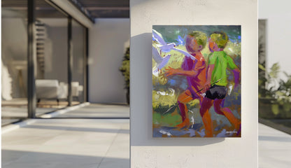 Seaside Mischief 71x56cm Oil On Canvas