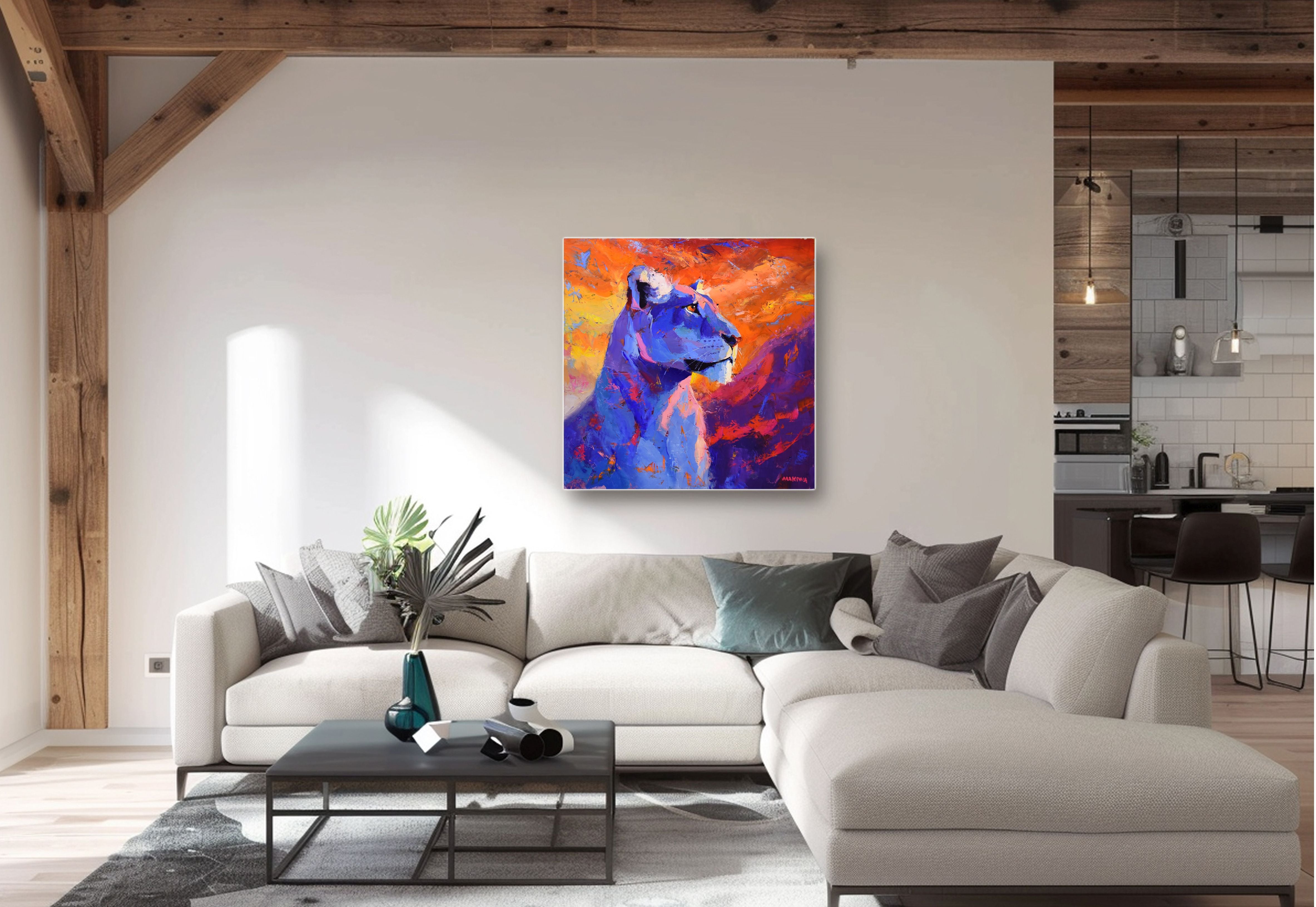 Queen of the Ember Sky 100x100cm Oil On Canvas