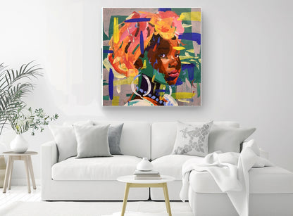 African Girl 100x100cm Acrylic on Canvas